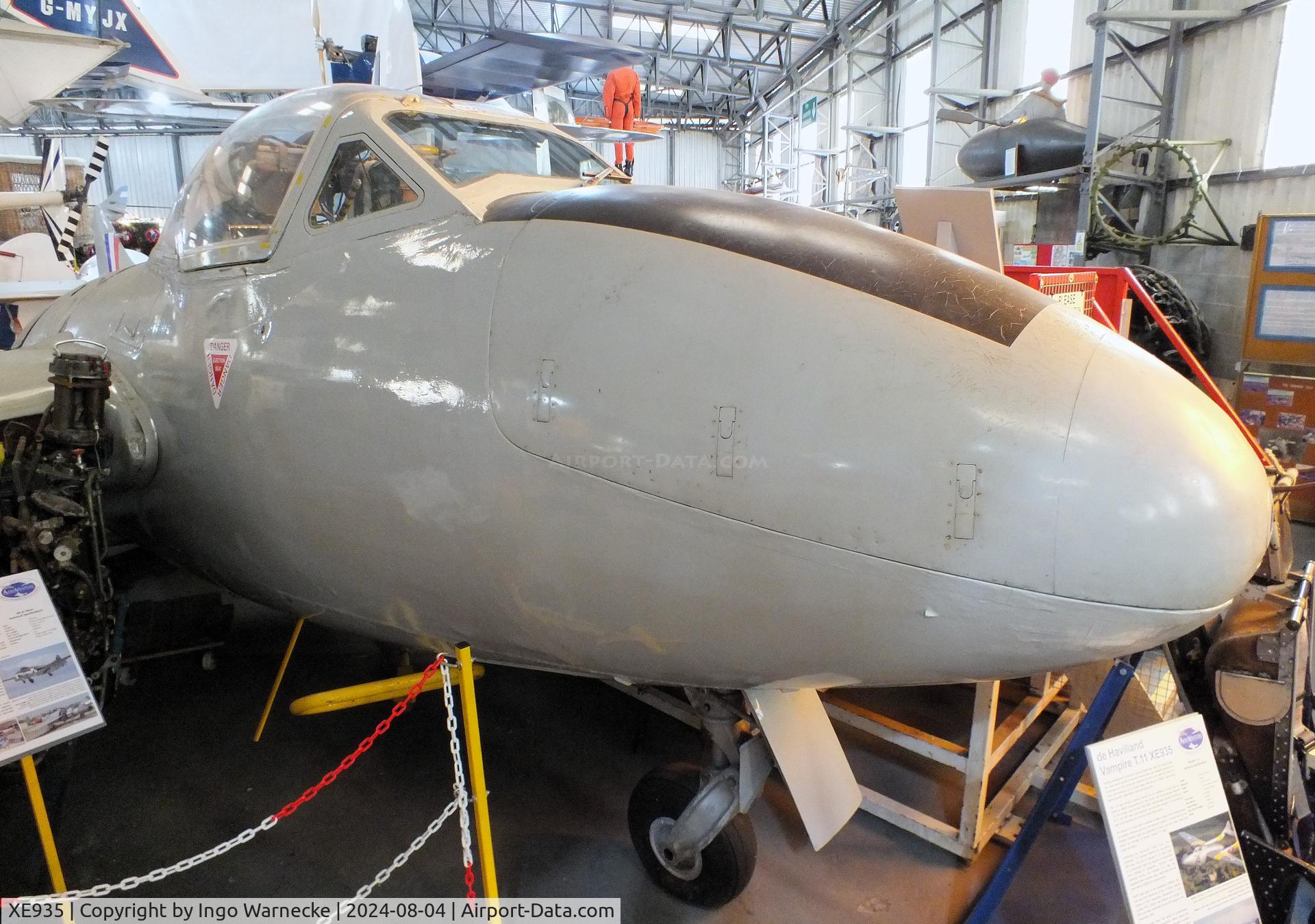XE935, 1955 De Havilland DH-115 Vampire T.11 C/N 15630, De Havilland D.H.115 Vampire T11 at the Aeroventure South Yorkshire Aircraft Museum, Doncaster