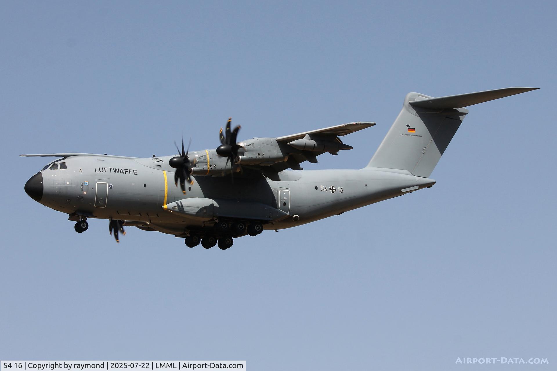 54 16, 2017 Airbus A400M Atlas C/N 064, German Air Force Airbus A400M Atlas reg 54+16 on final approach for RW31 coming in from Toulouse as GAF102.