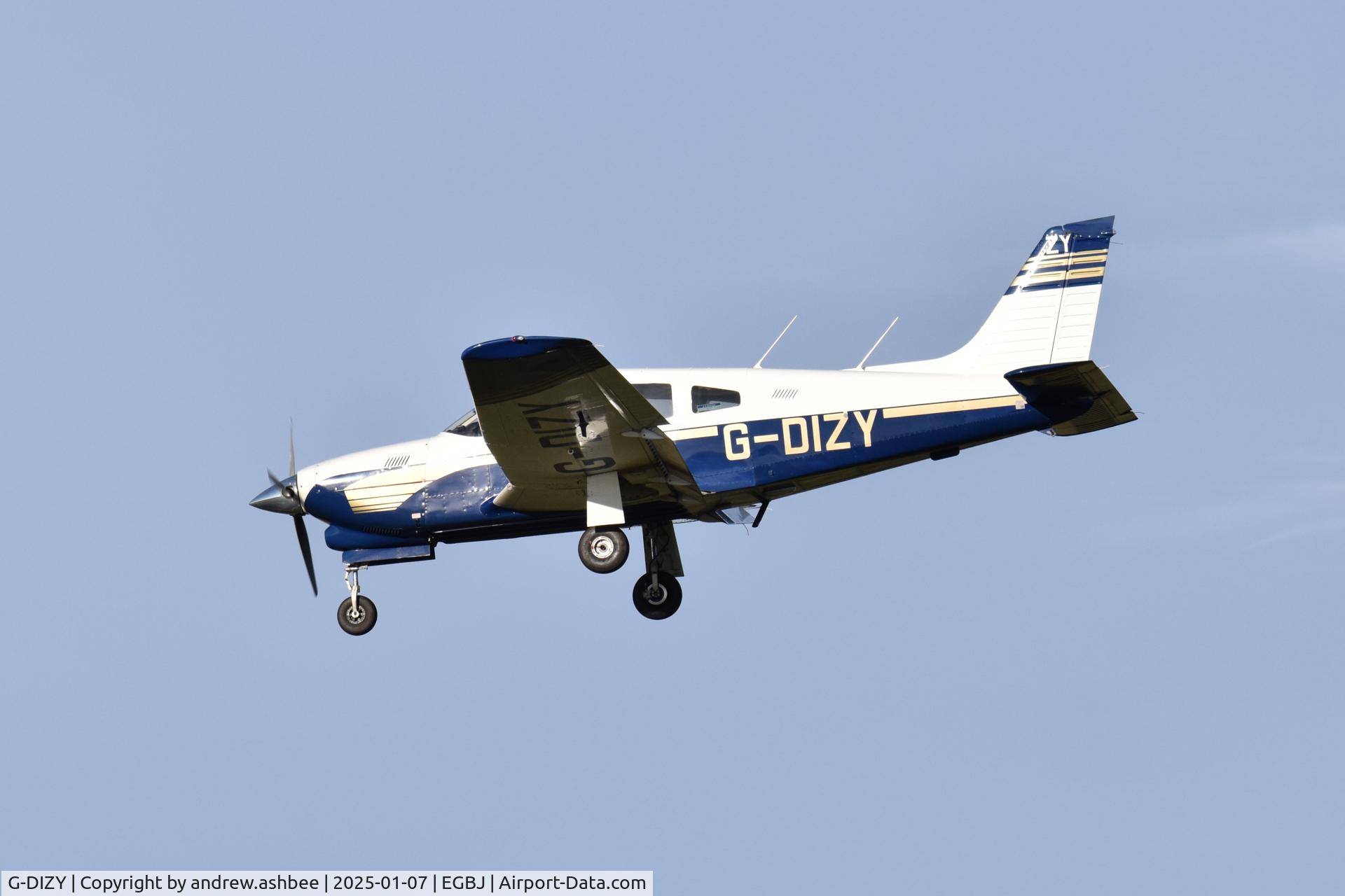 G-DIZY, 1977 Piper PA-28R-201T Cherokee Arrow III C/N 28R-7703401, G-DIZY at Gloucestershire Airport.