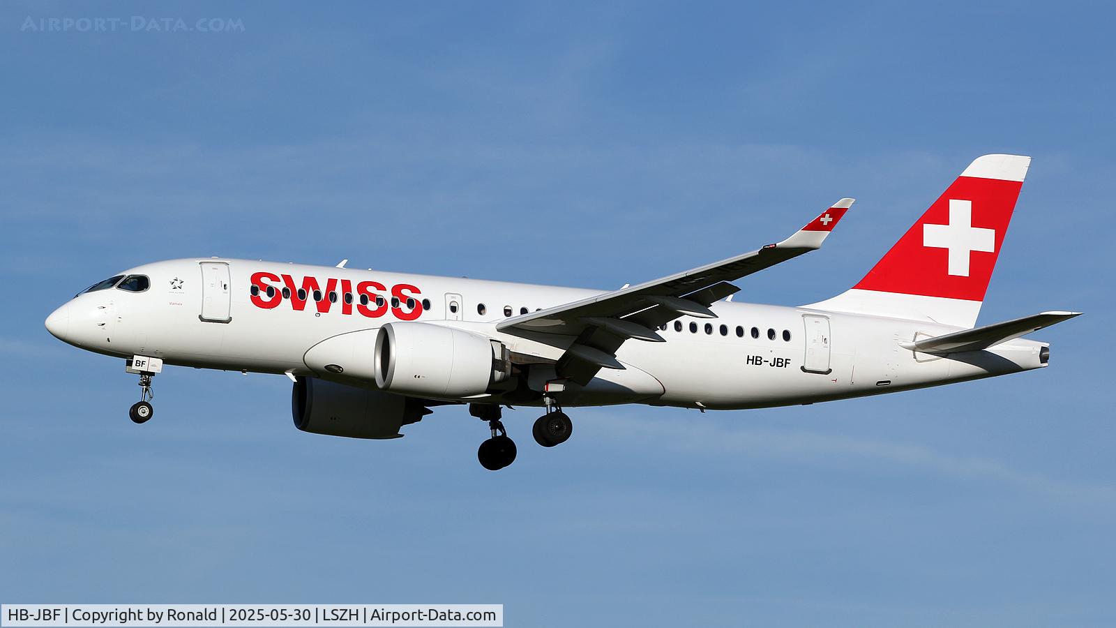 HB-JBF, 2017 Bombardier CSeries CS100 (BD-500-1A10) C/N 50015, at zrh