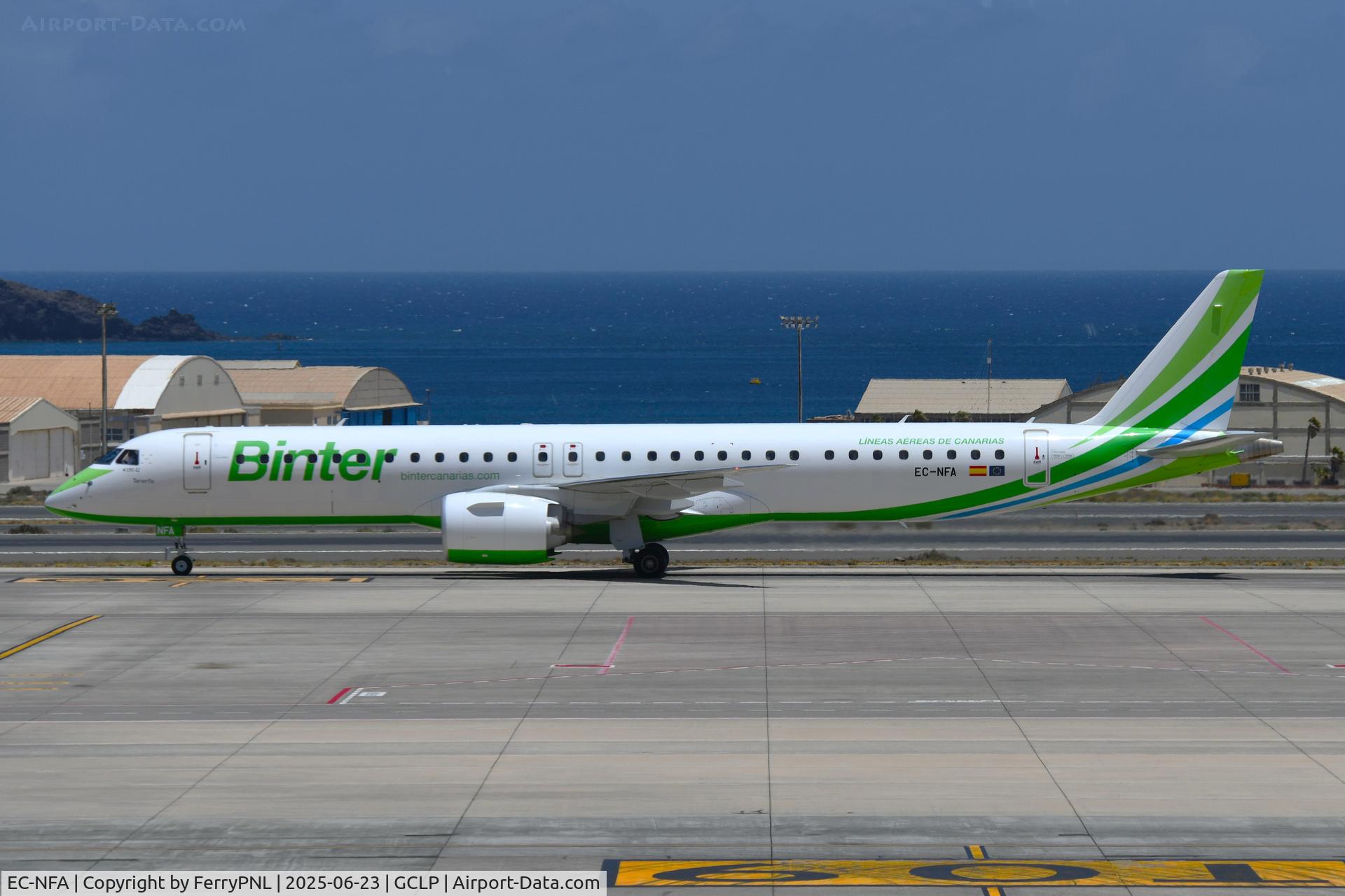 EC-NFA, 2019 Embraer E195-E2 (ERJ-190-400STD) C/N 19020024, Binter ERJ295 rolling to its parking location