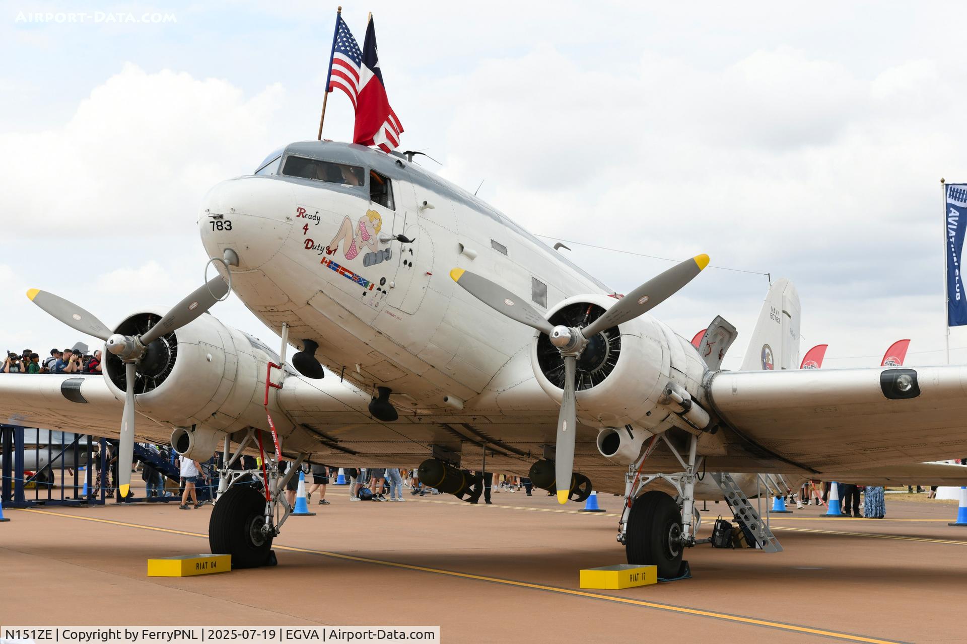 N151ZE, 1944 Douglas DC-3 C/N 50783, DC3 R4D on display at RIAT 2025