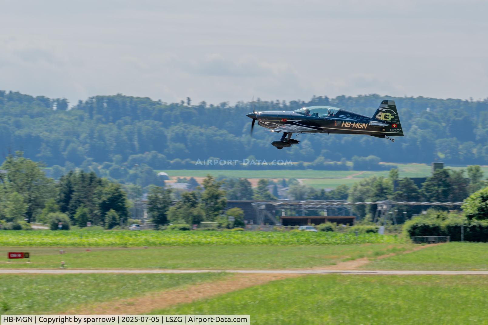 HB-MGN, 2022 Extra EA-330NG C/N 027, A hot ship landing at Grenchen. HB-registered since 2022-03-03.