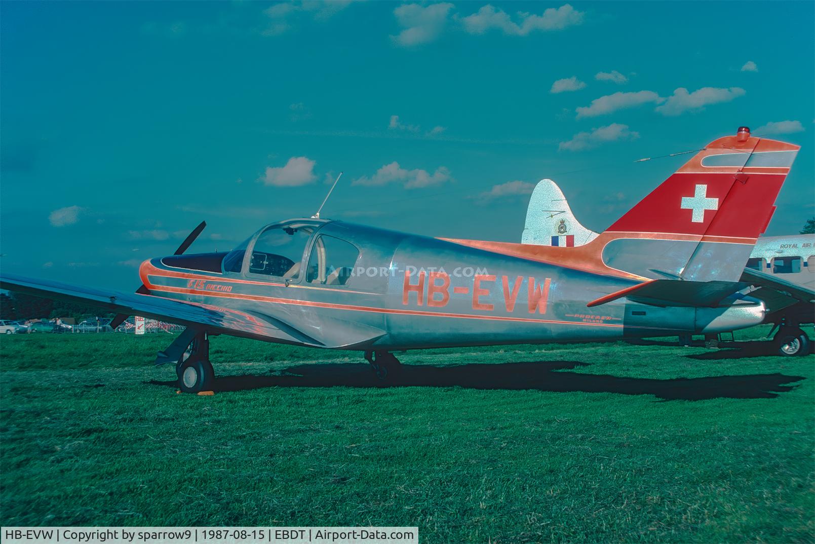 HB-EVW, 1960 Procaer F-15A Picchio C/N 05, Schaffen-Diest meeting of Stelio-Frati aircraft. Scanned from a slide.