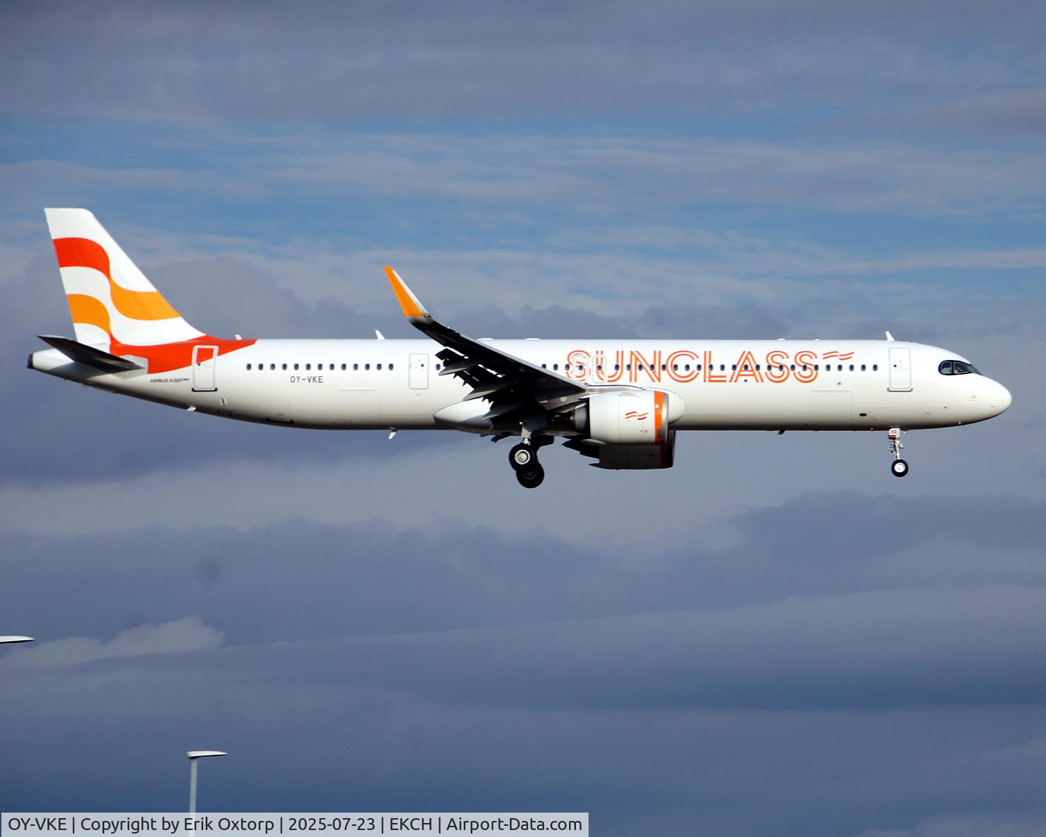 OY-VKE, 2025 Airbus A321-251NX C/N 12679, Delivery flight of brand new OY-VKE.  Landing rw 22L