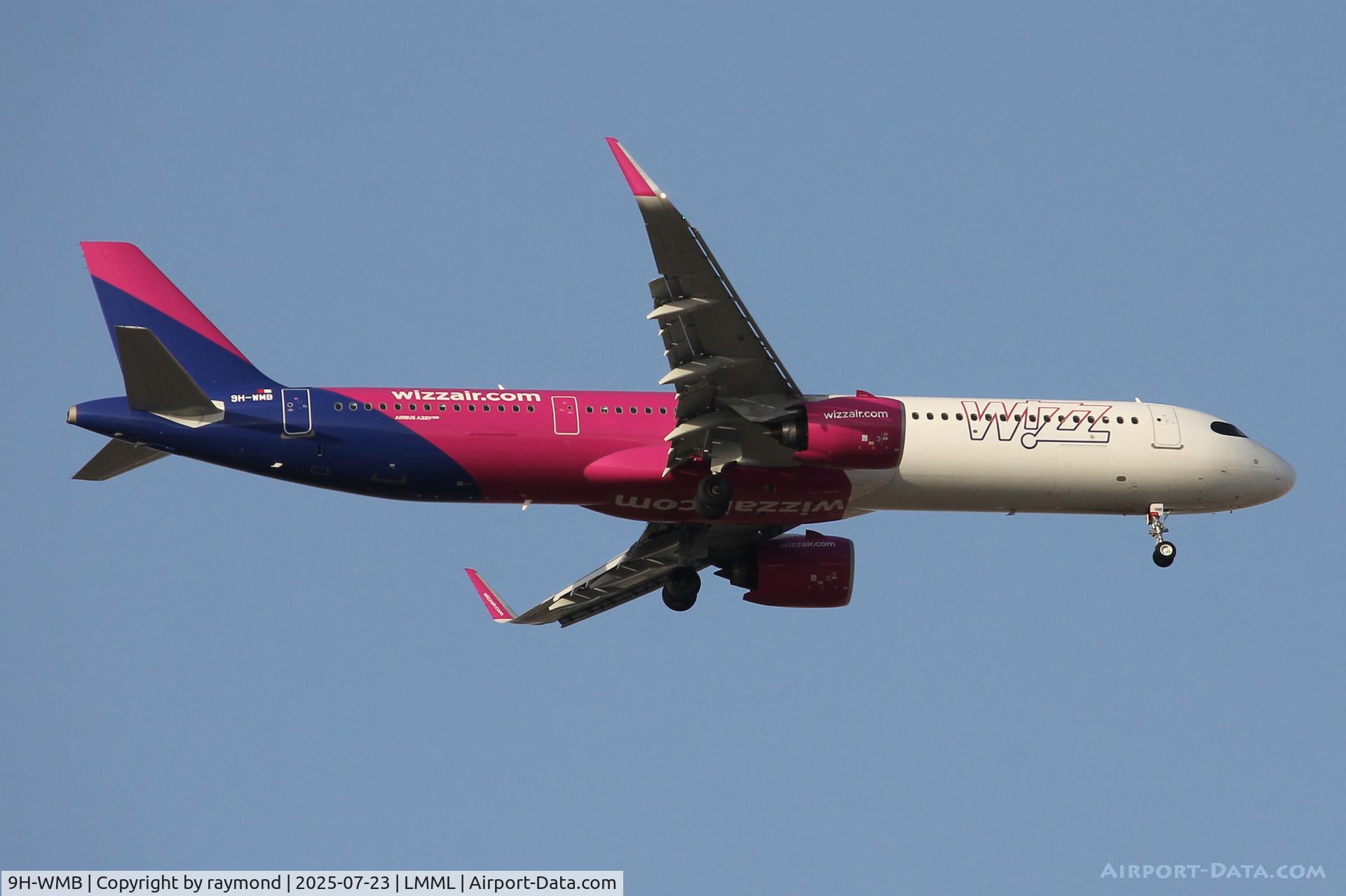 9H-WMB, 2025 Airbus A321-271NX C/N 12439, Airbus A321-271NX reg 9H-WMB of Wizzair Malta on long finals for RW13 landing in Malta.