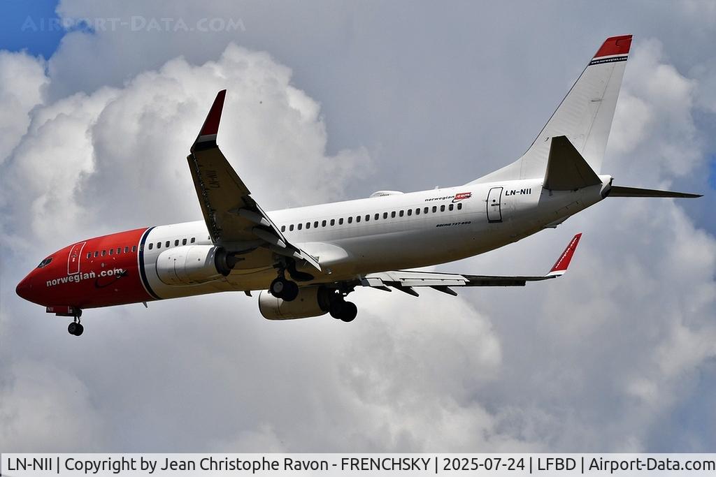 LN-NII, 2014 Boeing 737-8JP C/N 43877, Oslo (OSL)	Bordeaux (BOD)	DY1452
