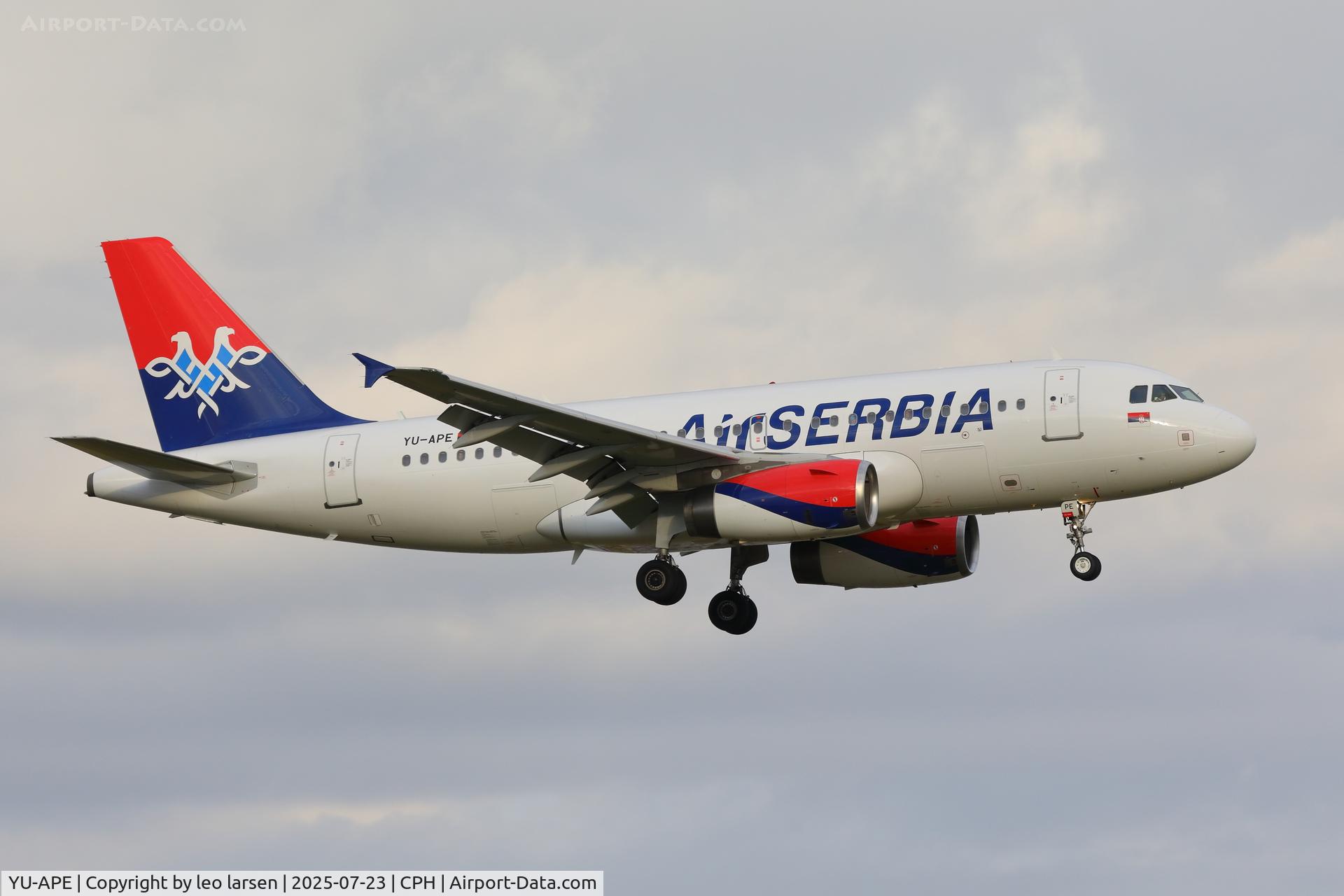 YU-APE, 2007 Airbus A319-132 C/N 3252, Copenhagen L/D R-22L 23.7.2025