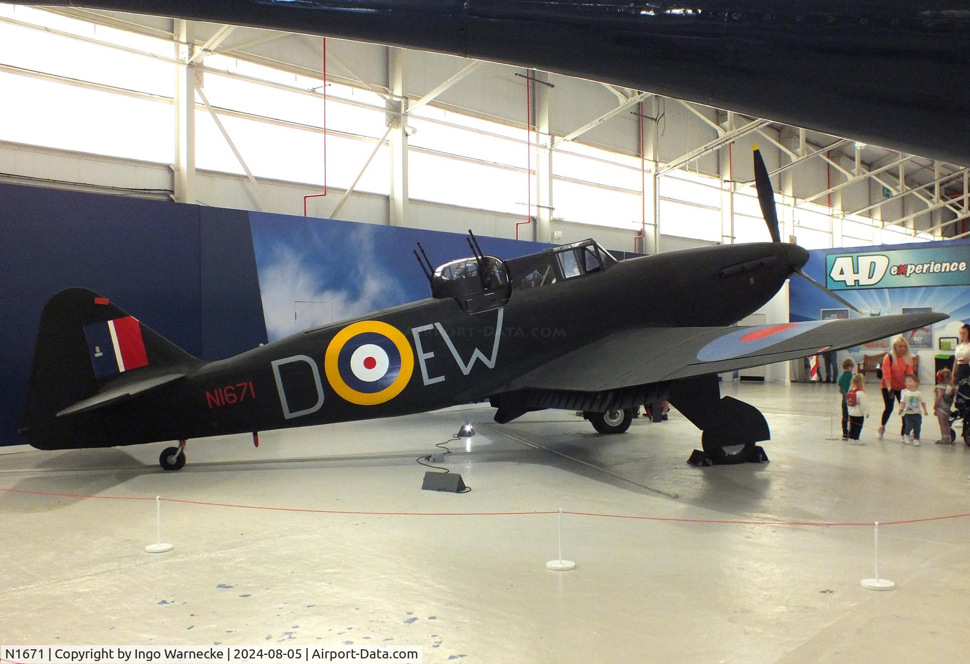 N1671, 1938 Boulton Paul Defiant I C/N Not found N1671, Boulton Paul Defiant I at the RAF Museum Cosford