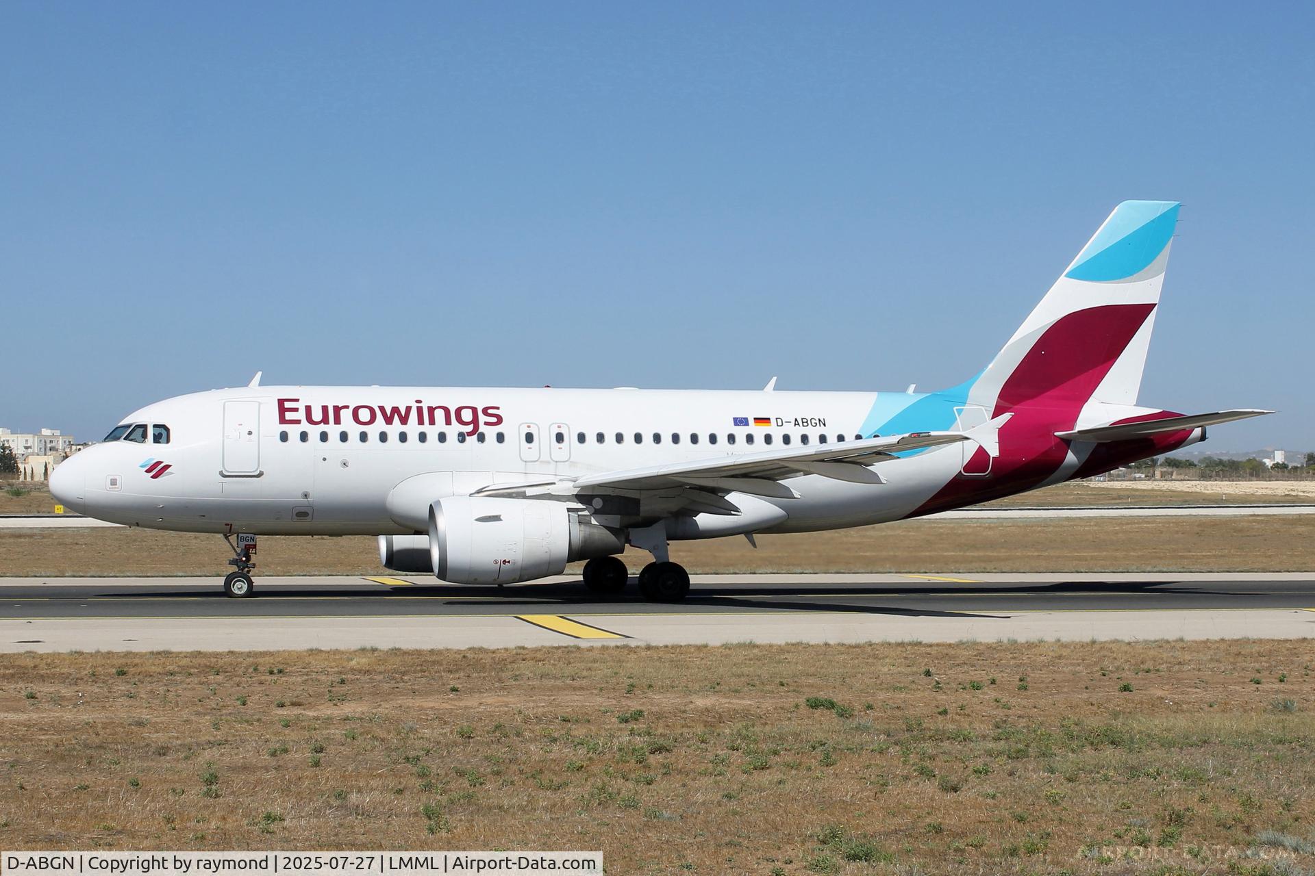D-ABGN, 2008 Airbus A319-112 C/N 3661, Eurowings Airbus A319-112 reg D-ABGN taxying out for departure from Malta.