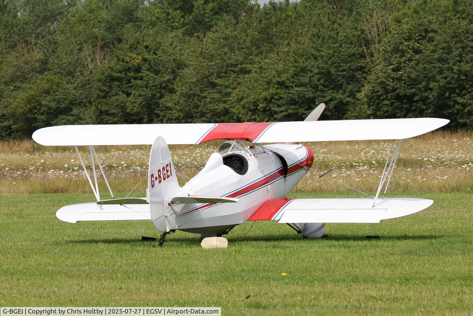 G-BGEI, 1980 Oldfield Baby Lakes C/N PFA 010-10016, Ready for the display at Old Buckenham Airfield, Norwich 2025