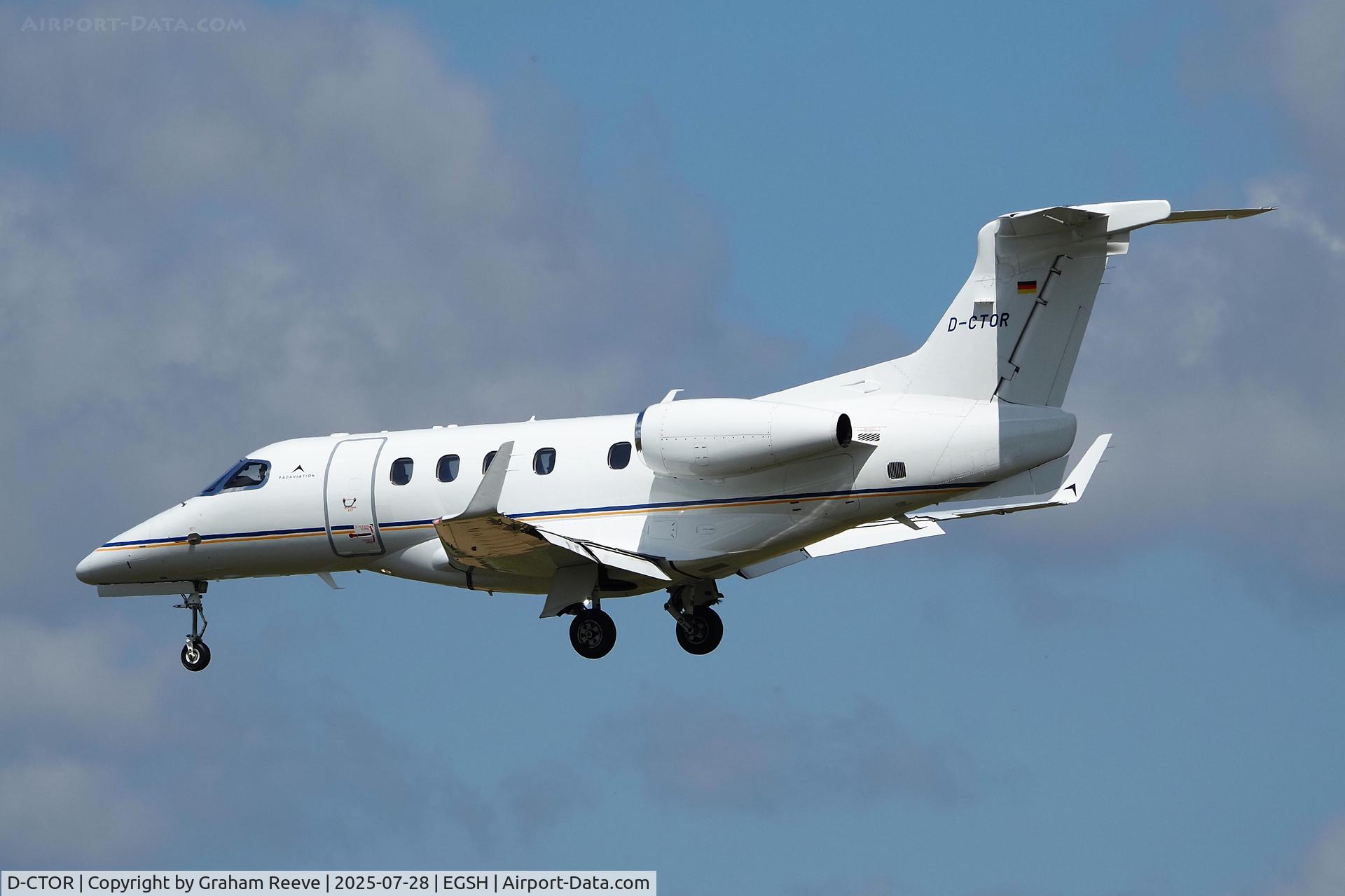 D-CTOR, Embraer EMB-505 Phenom 300 C/N 50500481, Landing at Norwich.