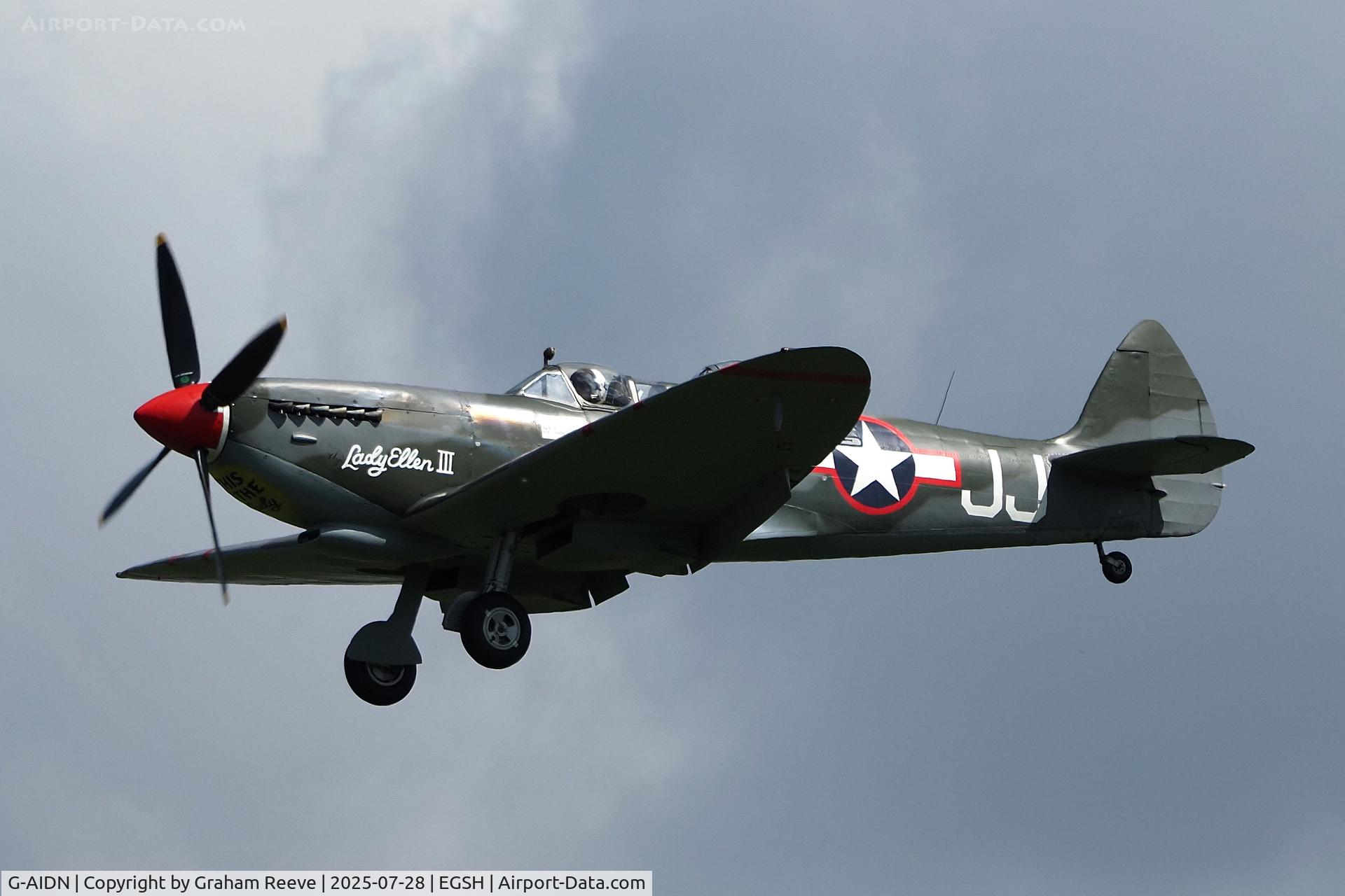 G-AIDN, 1944 Supermarine 502 Spitfire TR.8 (LF.VIIIc) C/N 6S/729058, Landing at Norwich.