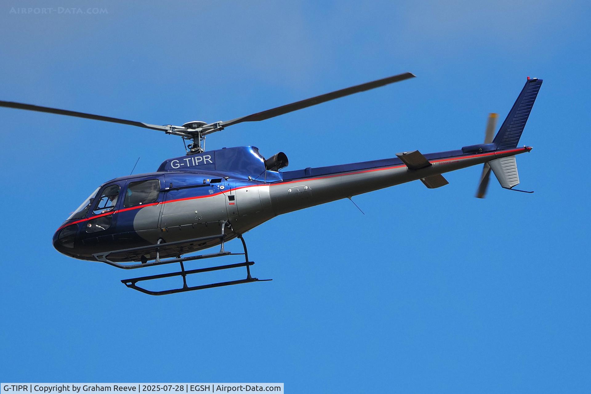 G-TIPR, 2008 Eurocopter AS-350B-2 Ecureuil Ecureuil C/N 4474, Landing at Norwich.