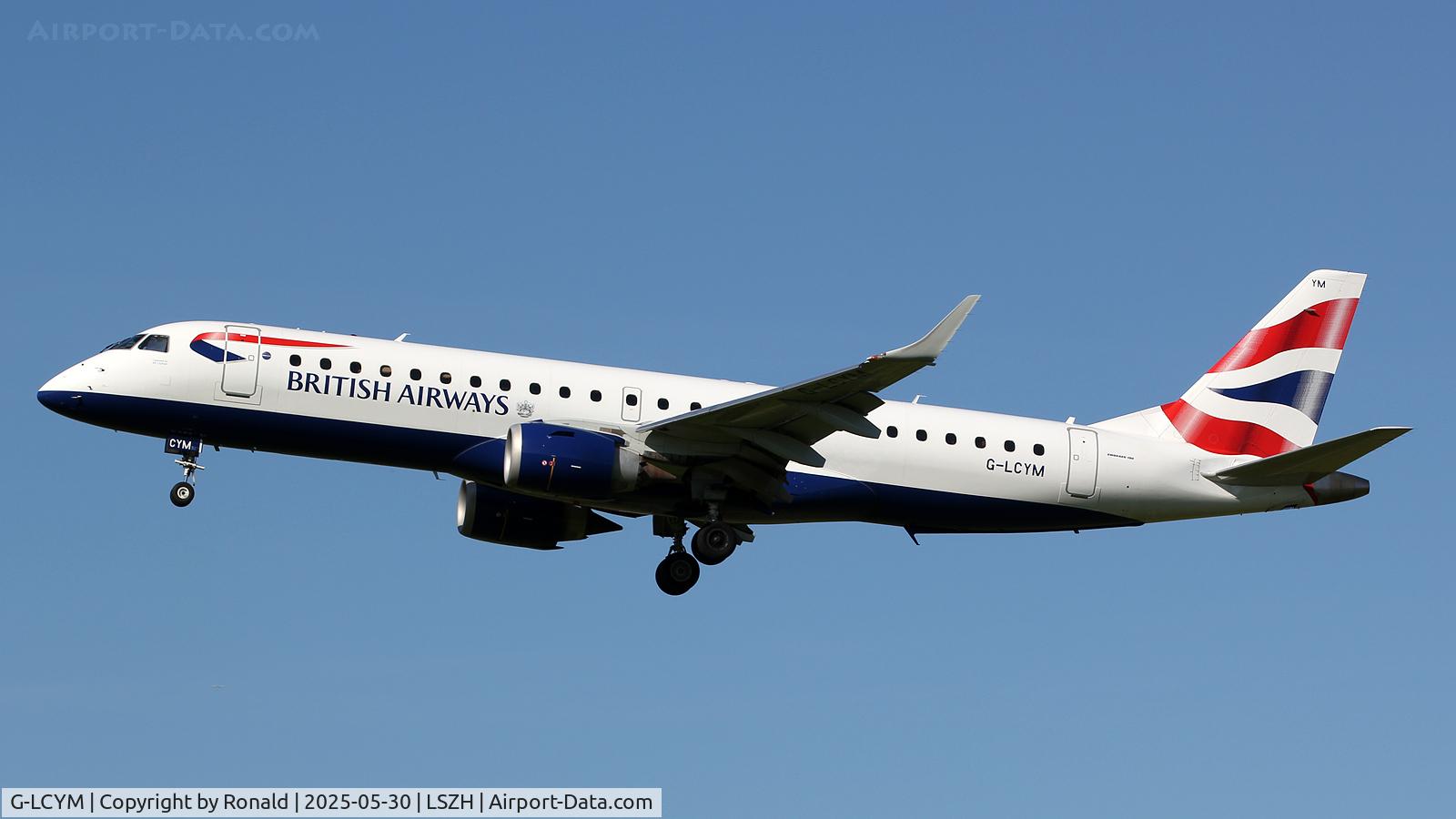 G-LCYM, 2010 Embraer 190SR (ERJ-190-100SR) C/N 19000351, at zrh