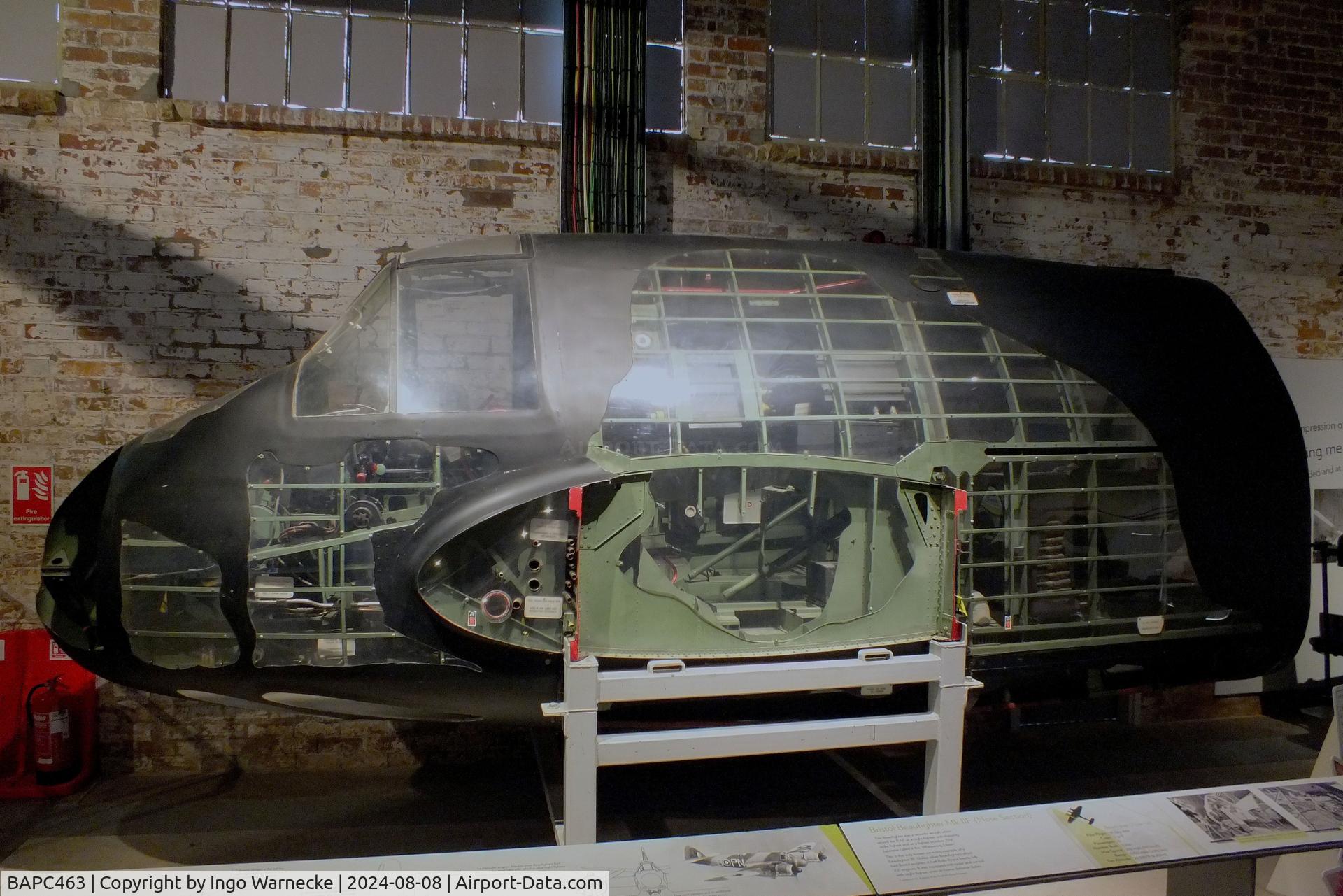 BAPC463, Bristol Beaufighter IIF C/N not found_BAPC463, Bristol Beaufighter IIF (forward fuselage only, outer skin partially transparent) at Aerospace Bristol