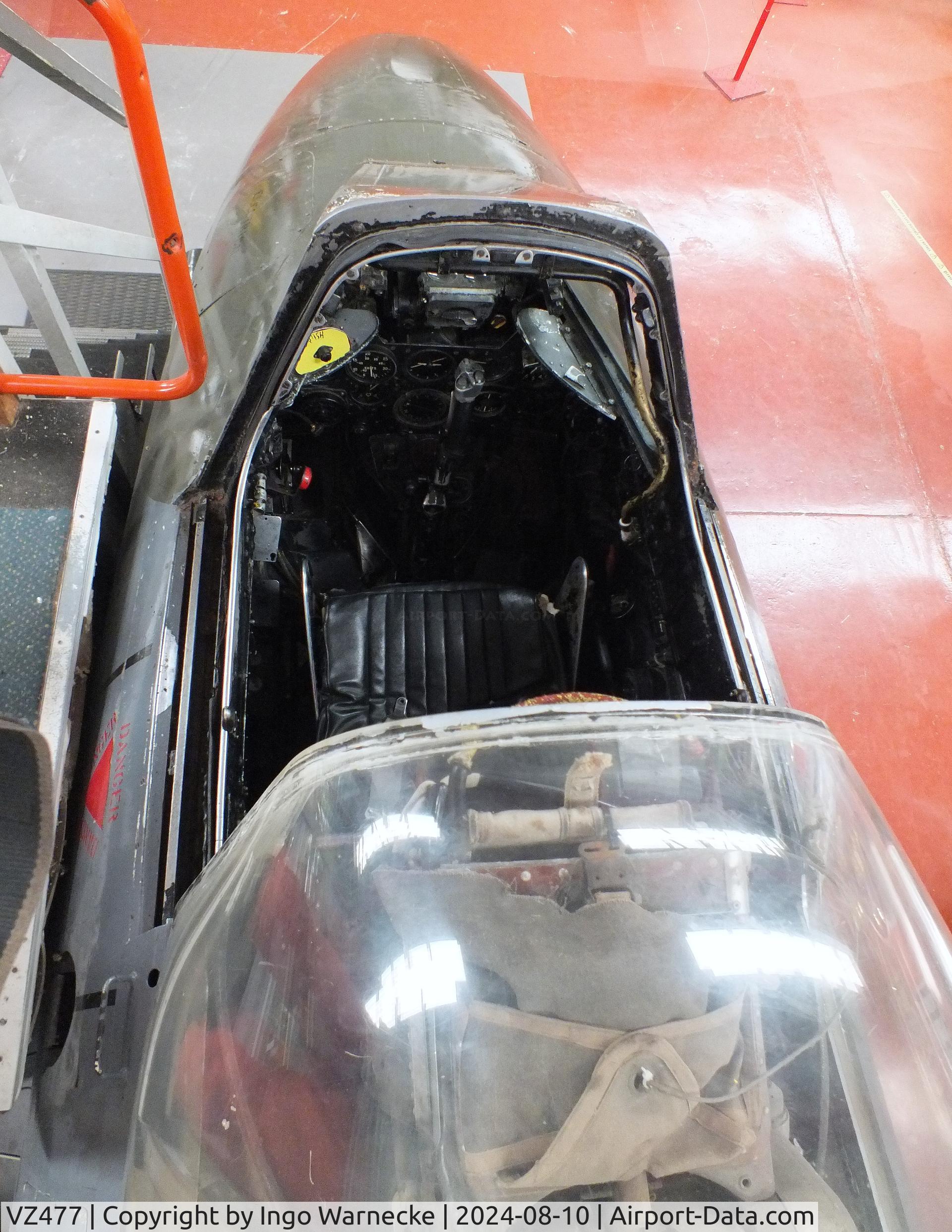 VZ477, Gloster Meteor F.4 C/N Not found VZ477, Gloster Meteor F8 (nose section only) at the Midlands Air Museum Coventry