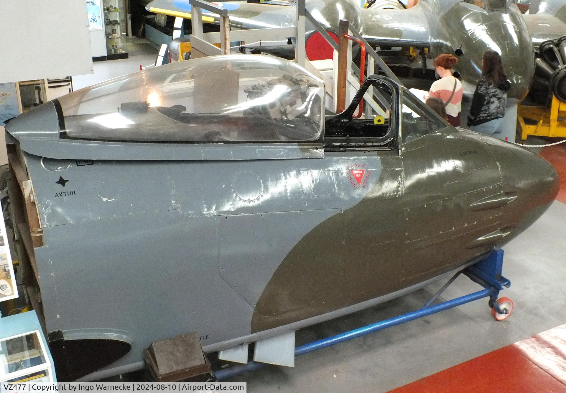 VZ477, Gloster Meteor F.4 C/N Not found VZ477, Gloster Meteor F8 (nose section only) at the Midlands Air Museum Coventry