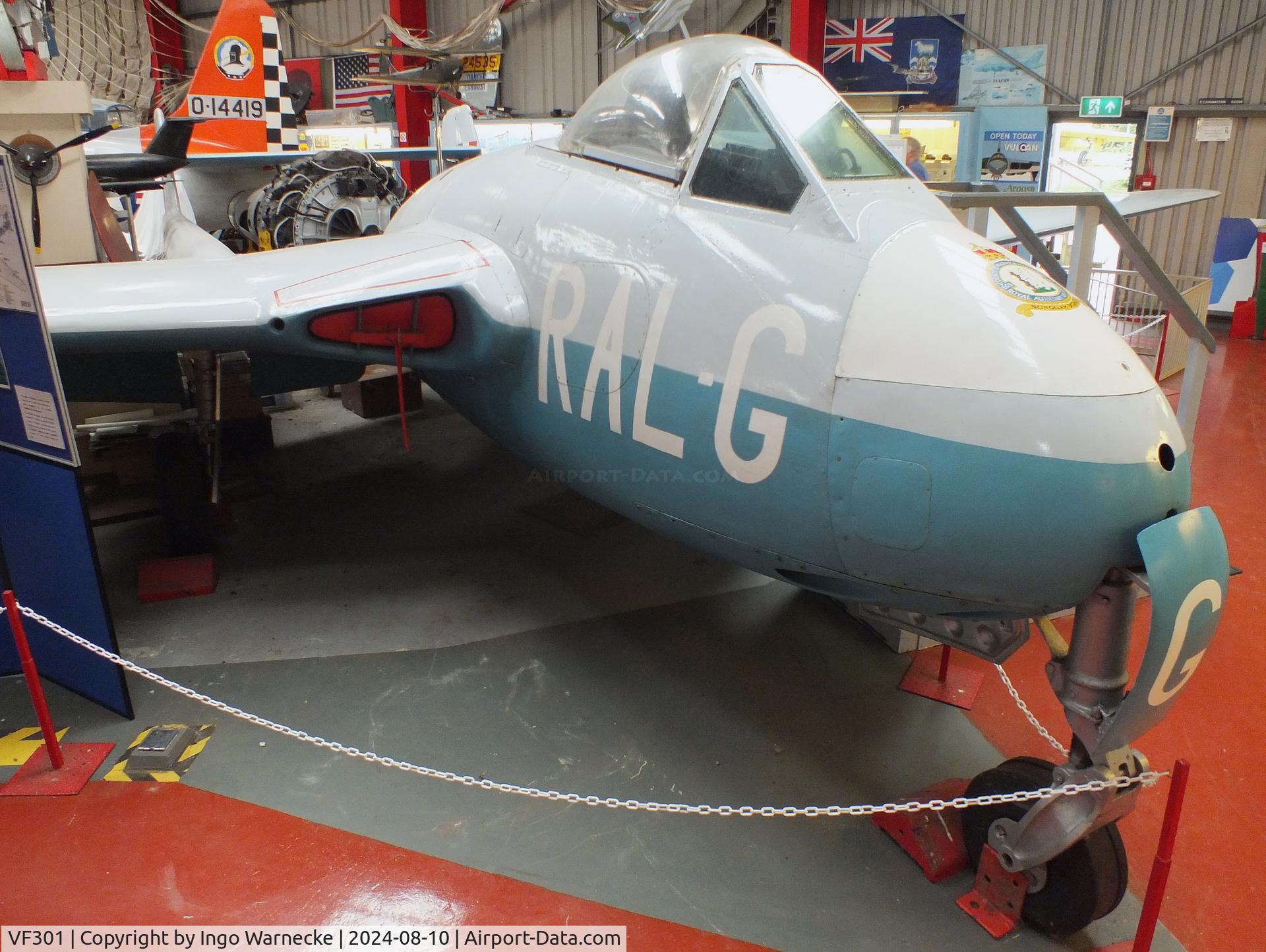 VF301, De Havilland Vampire F.1 C/N Not found VF301, De Havilland D.H.100 Vampire F1 at the Midlands Air Museum Coventry