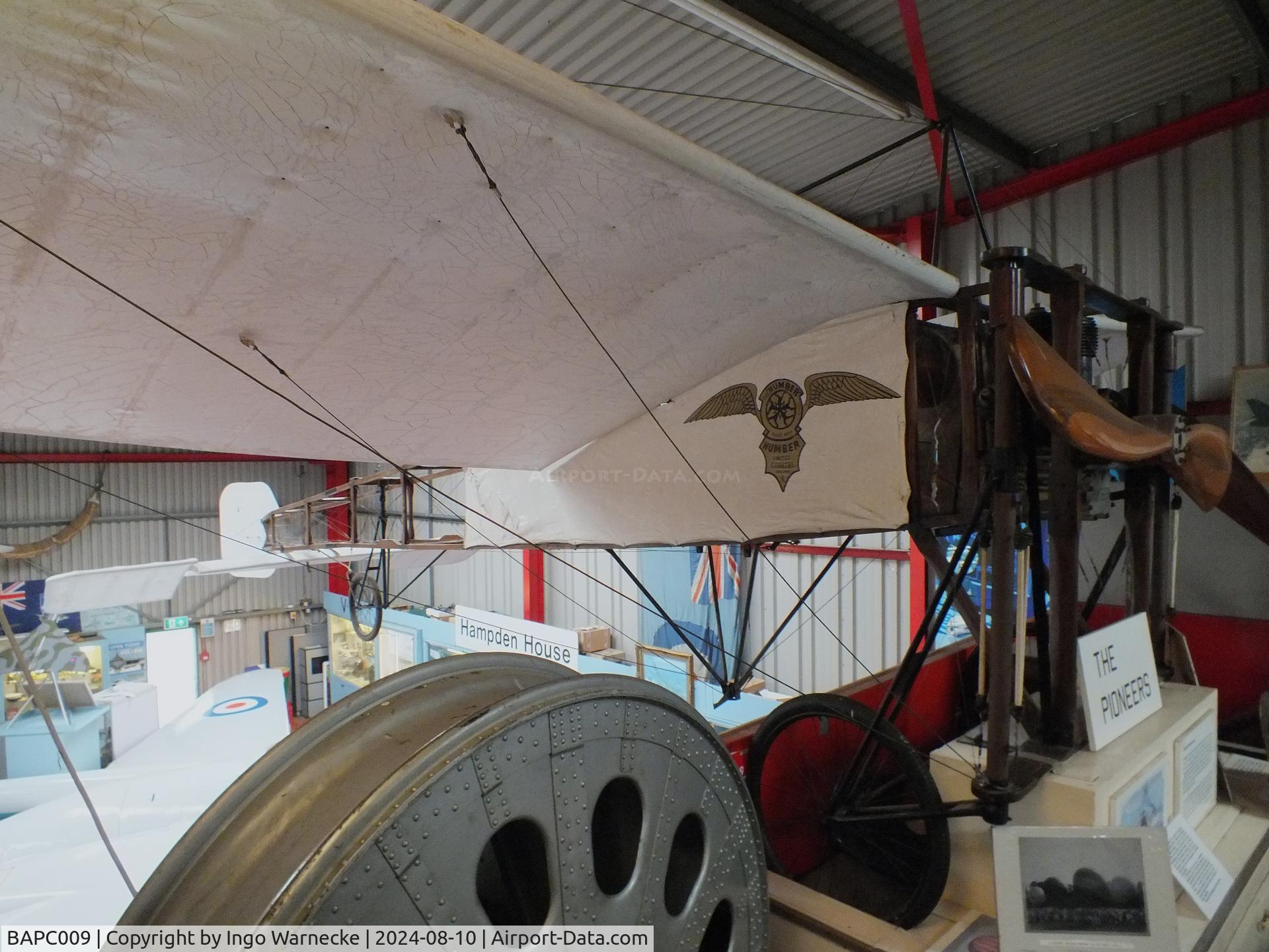 BAPC009, 1959 Bleriot XI static Replica C/N BAPC.009, Humber / Bleriot XI replica at the Midlands Air Museum Coventry