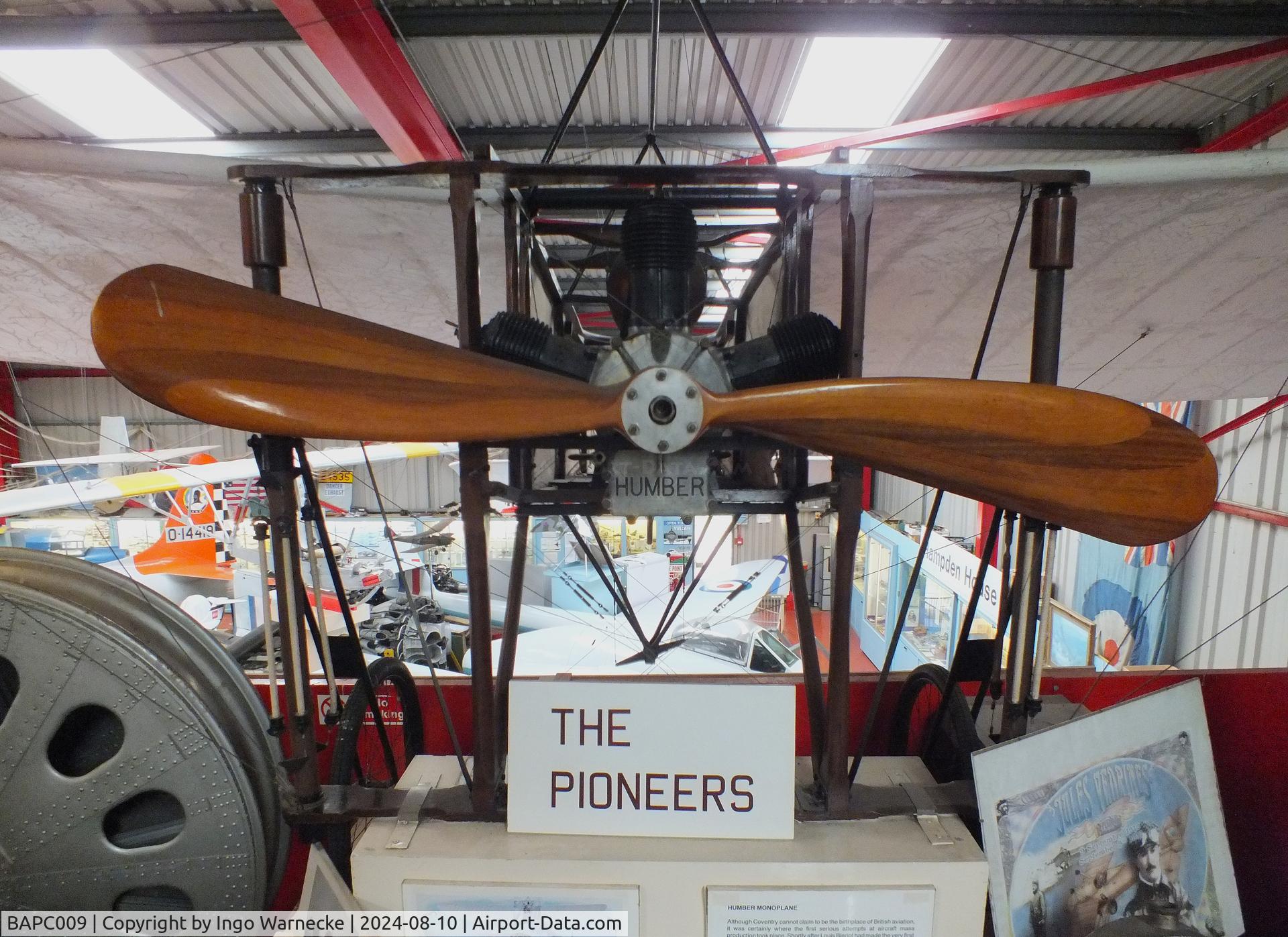 BAPC009, 1959 Bleriot XI static Replica C/N BAPC.009, Humber / Bleriot XI replica at the Midlands Air Museum Coventry