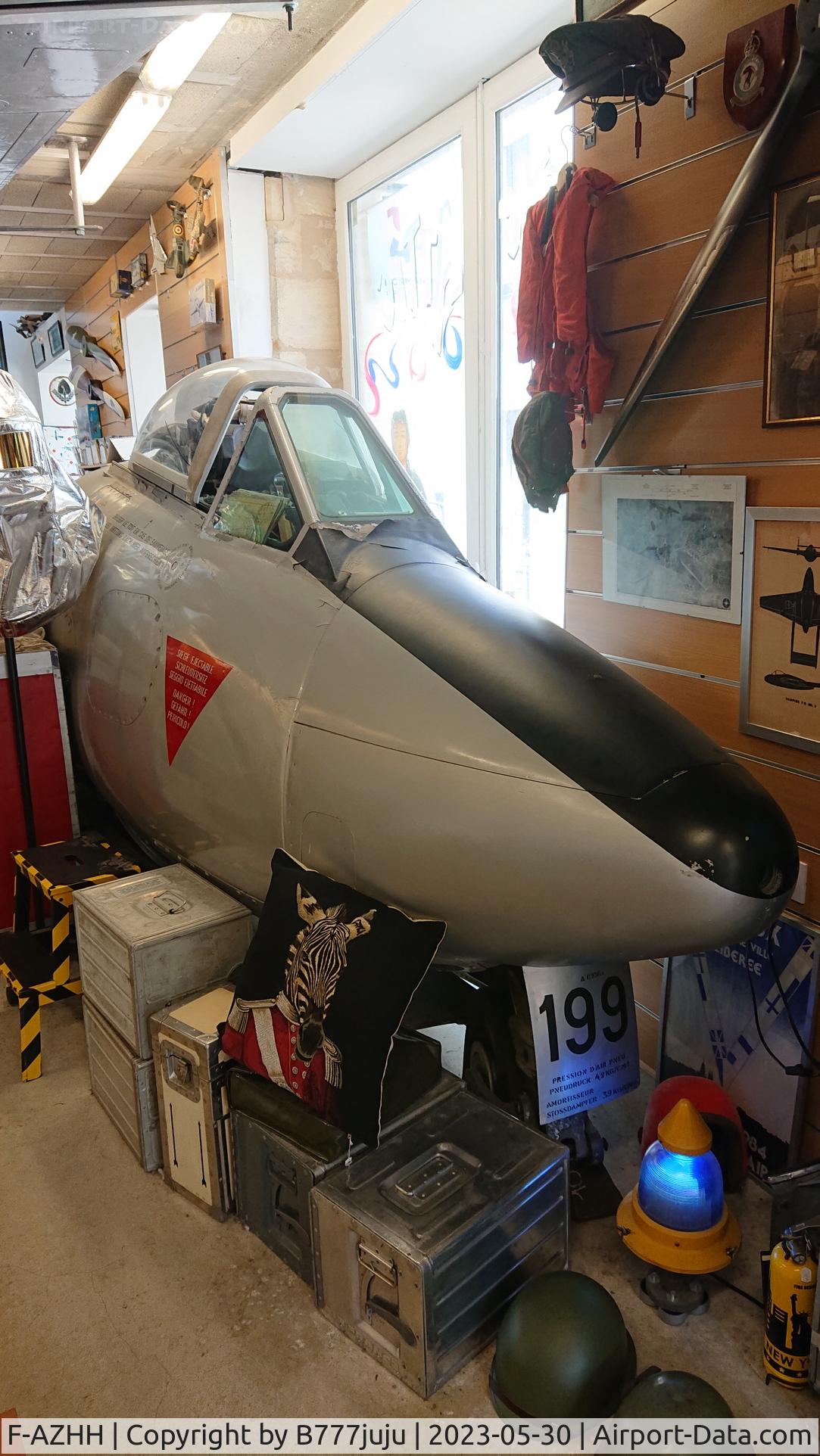 F-AZHH, De Havilland DH-110 Vampire FB.6 C/N 708, at Bayeux shop Fantastic Attic