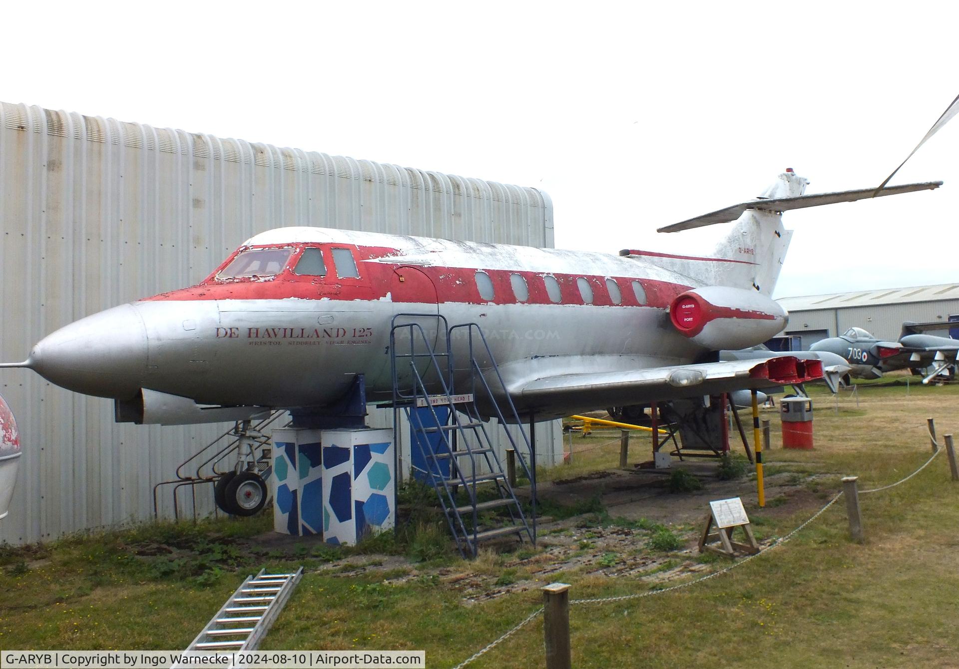 G-ARYB, 1963 De Havilland DH-125 Series 1/521 C/N 25002, De Havilland D.H.125 Series 1/521 second prototype (minus undercarriage/outer wings) at the Midlands Air Museum Coventry