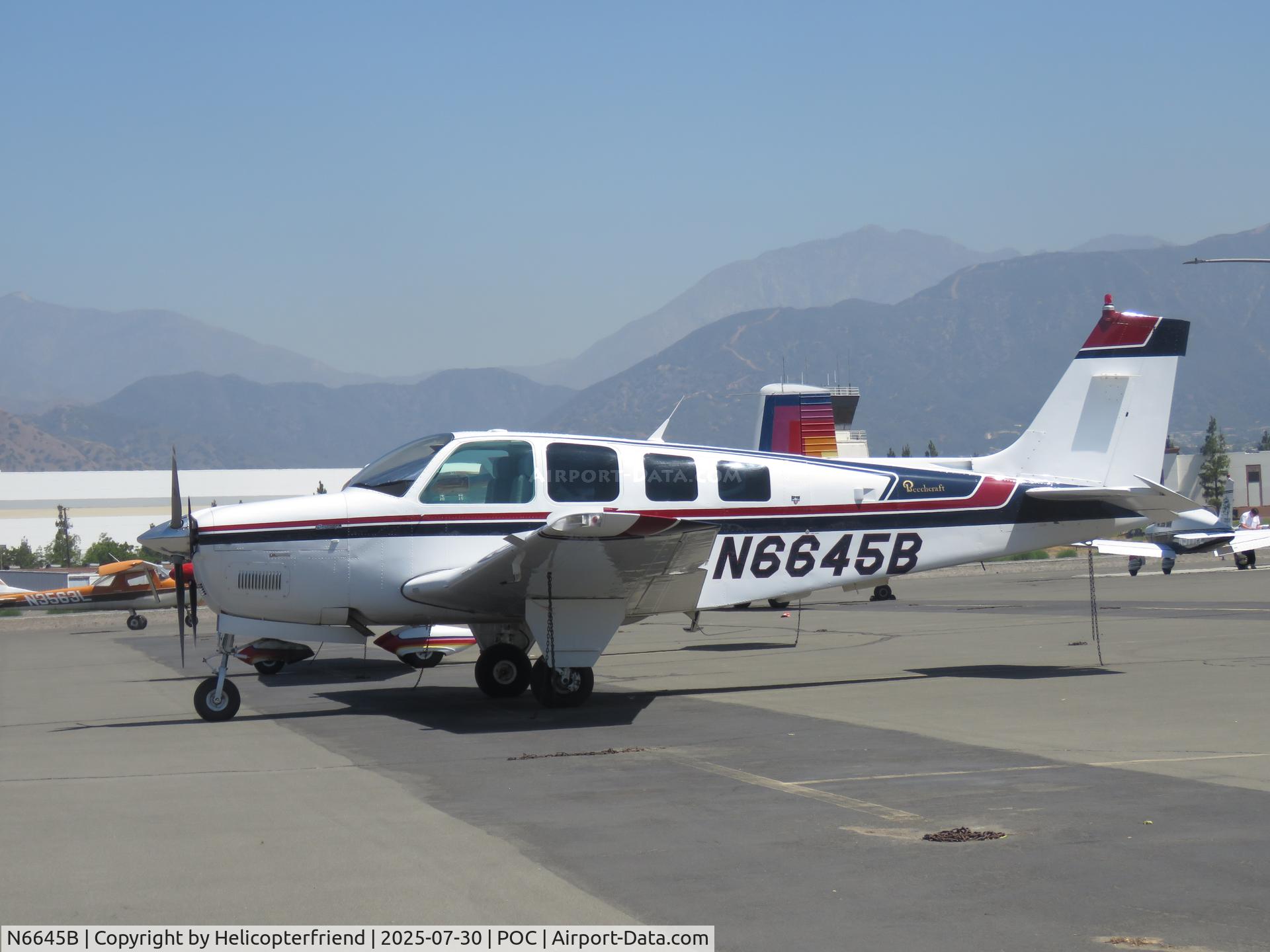 N6645B, 1984 Beech A36 Bonanza 36 C/N E-2159, Parked in transit parking