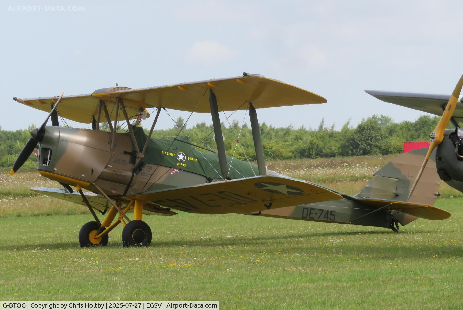 G-BTOG, 1944 De Havilland DH-82A Tiger Moth II C/N 86500, Tiger Moth 1944 ready for the display at Old Buckenham Airshow 2025