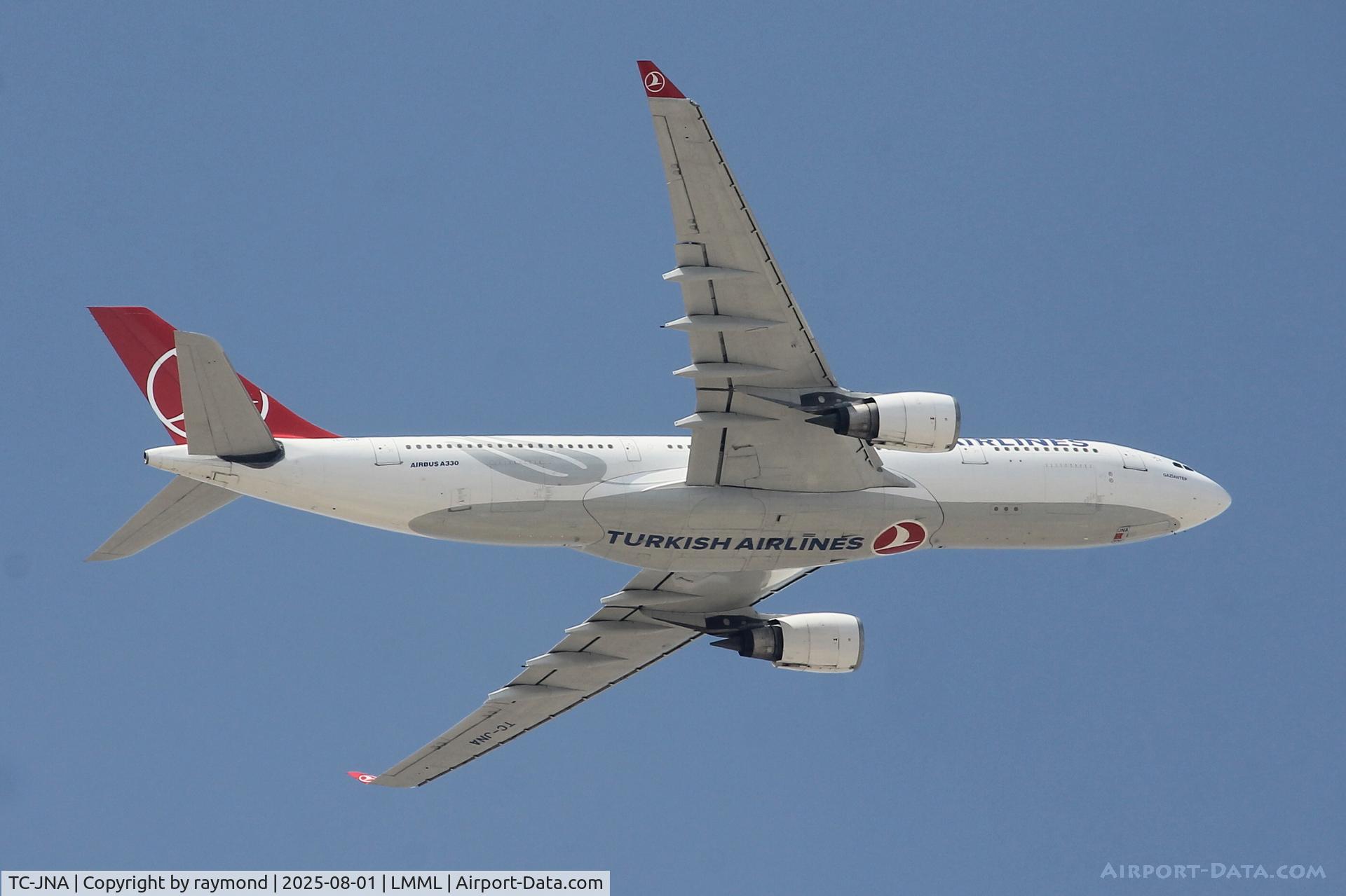 TC-JNA, 2005 Airbus A330-203 C/N 697, Airbus A330 reg TC-JNA of Turkish Airlines departing from Malta to IST.