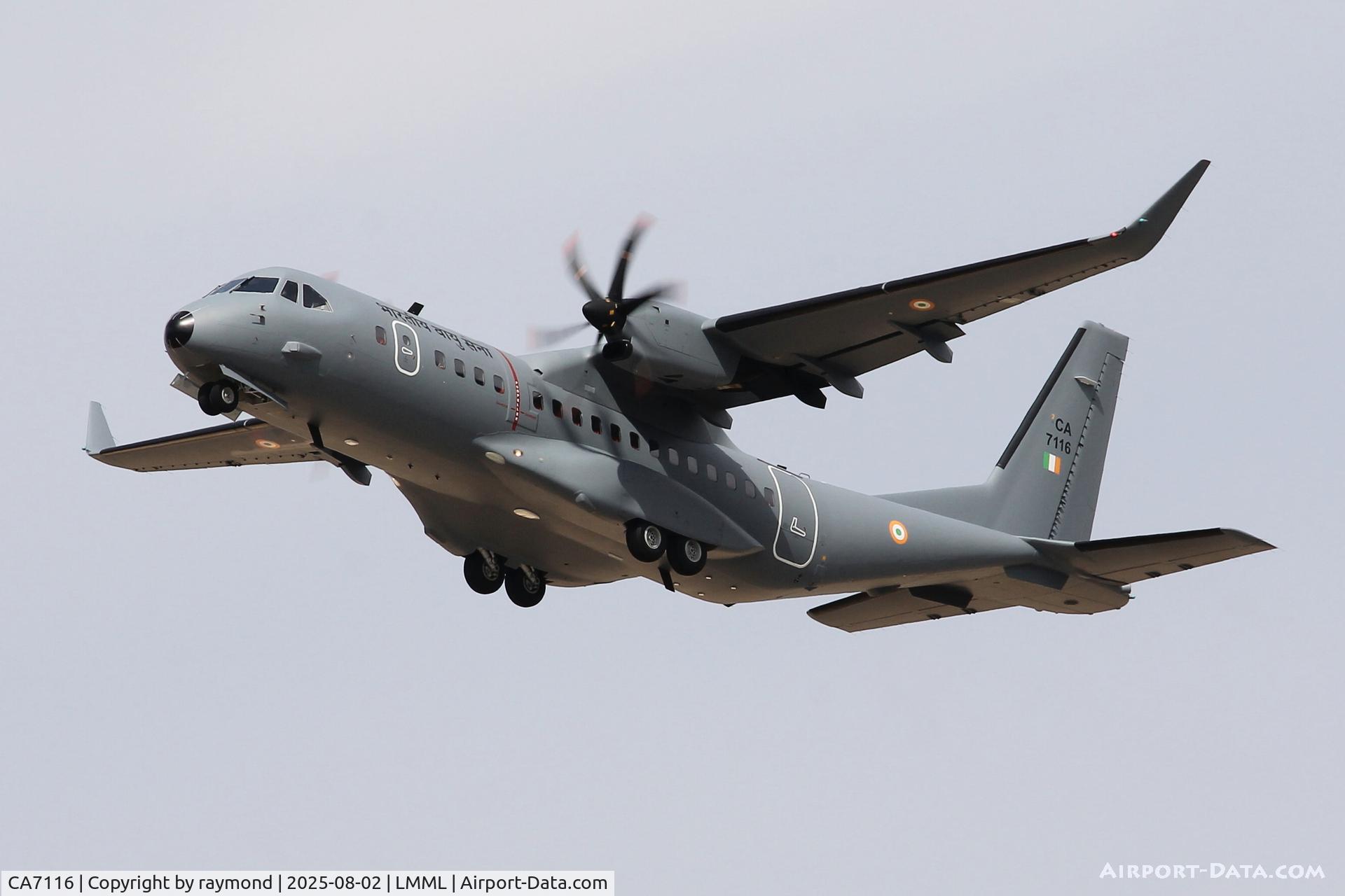 CA7116, 2025 CASA C-295W C/N S-249, CASA C-295W reg CA7116 of Indian Air Force seen taking off from Malta on a delivery flight. This aircraft made a night stop in Malta arriving from Seville.