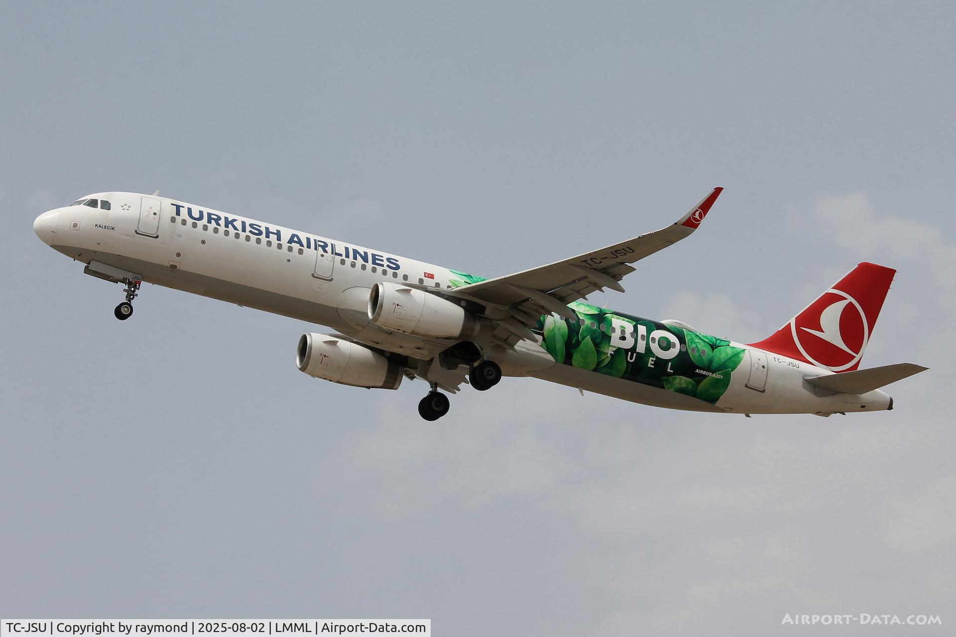 TC-JSU, 2015 Airbus A321-231 C/N 6709, Special livery (Bio) for Turkish Airlines Airbus A321-231 reg TC-JSU departing RW13 Malta destination Istanbul.