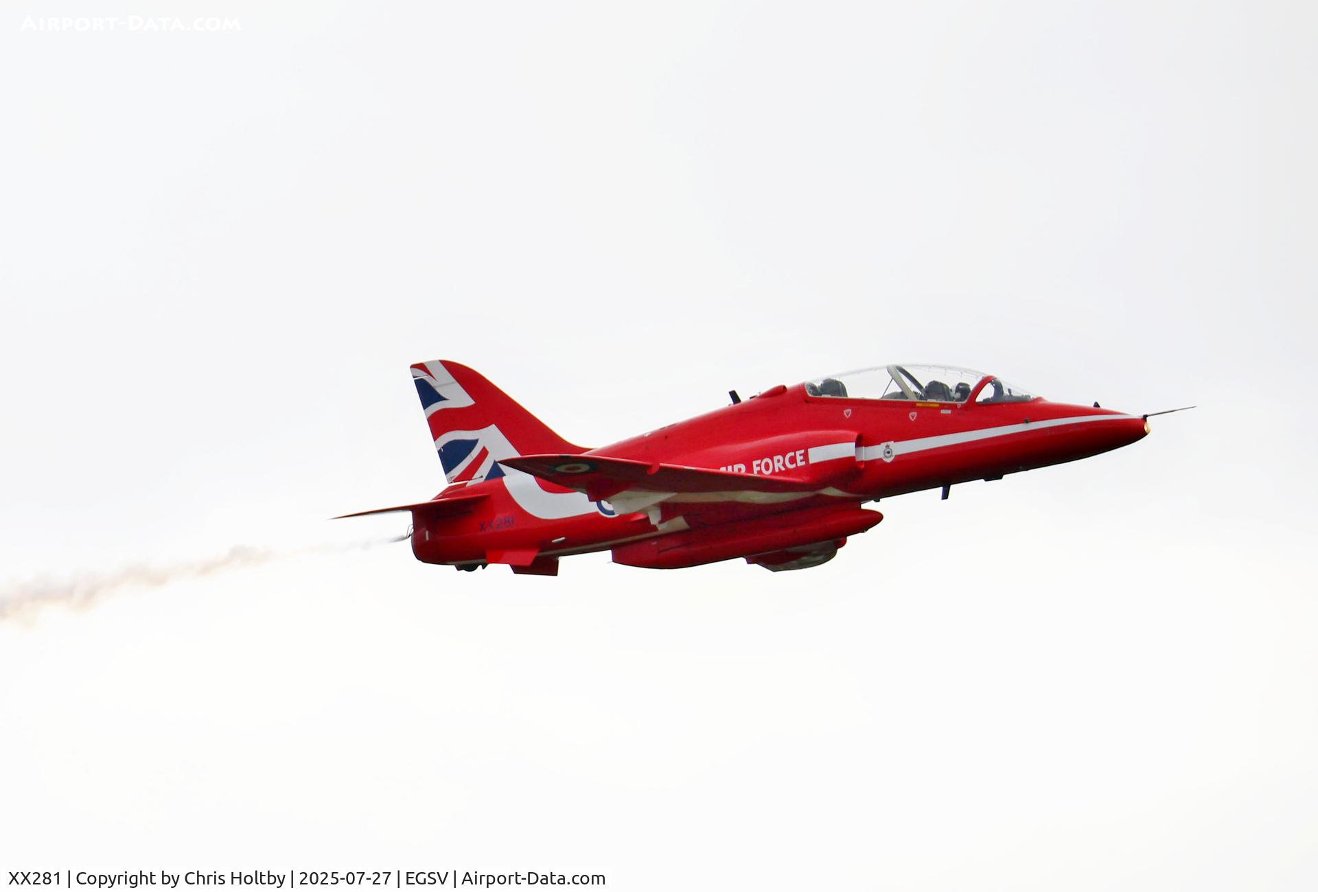XX281, 1979 Hawker Siddeley Hawk T.1A C/N 106/312106, Displaying with the Red Arrows at Old Buckenham Airshow 2025