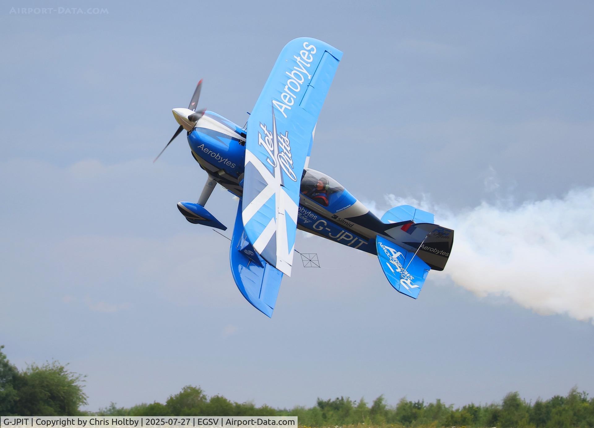 G-JPIT, 2017 Pitts S-2SE Special (modified) Special C/N LAA 009C-15409, The unique take-off of the jet-powered Pitts Special at Old Buckenham Airshow 2025