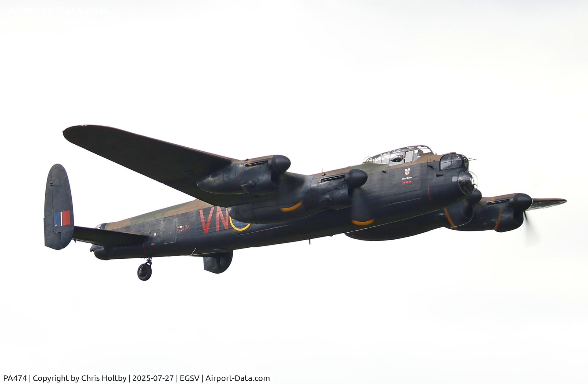 PA474, 1945 Avro 683 Lancaster B1 C/N VACH0052/D2973, Solo flypast by the BoB Memorial Lancaster at Old Buckenham