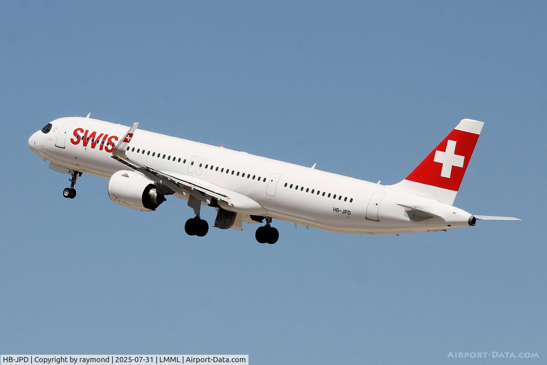 HB-JPD, Airbus A321-271NX C/N 11406, Swiss Airbus A321-271NX reg HB-JPD on the climb, departing from Malta.