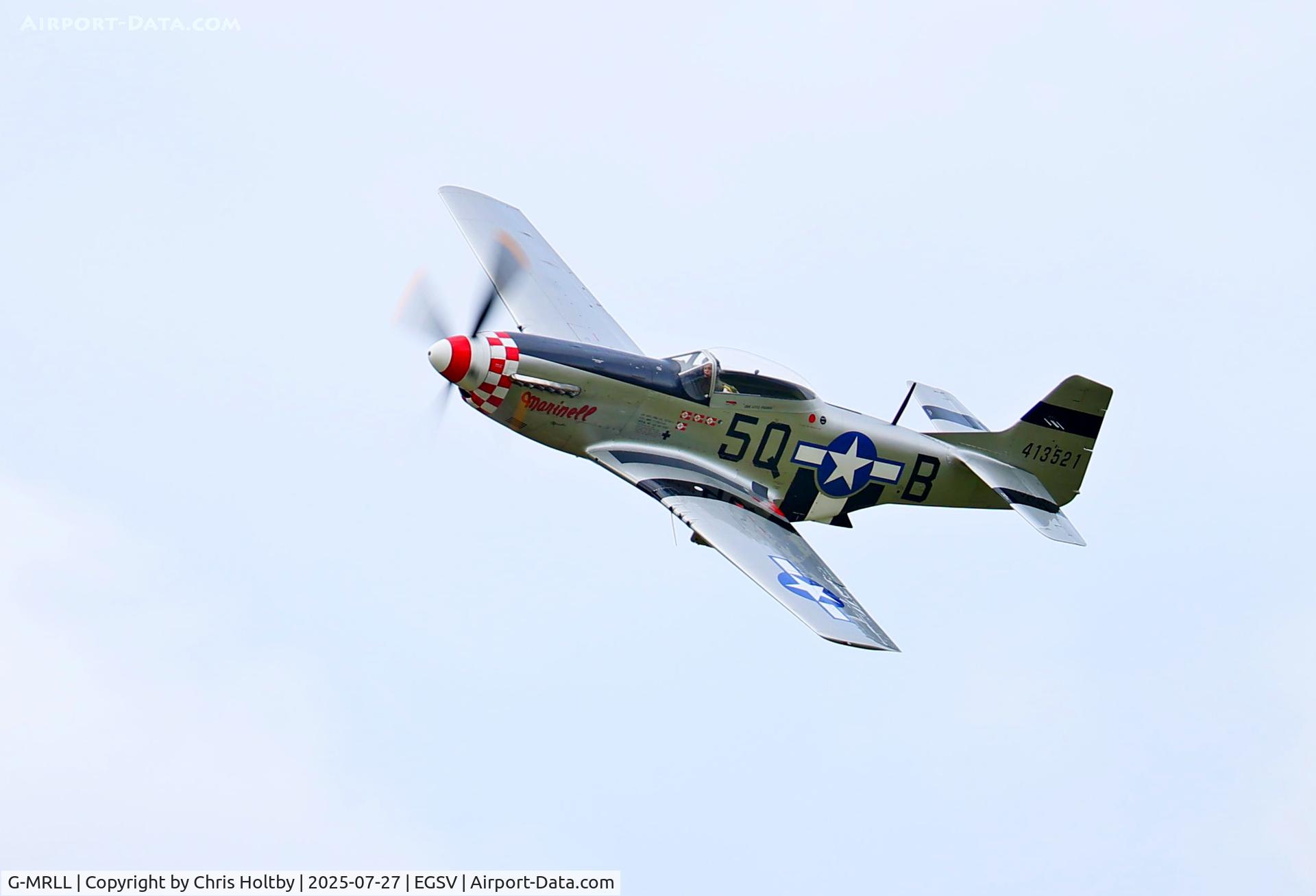 G-MRLL, 1943 North American P-51D Mustang C/N 109-27154, Low swoop past the admiring crowds at Old Buckenham Airshow 2025