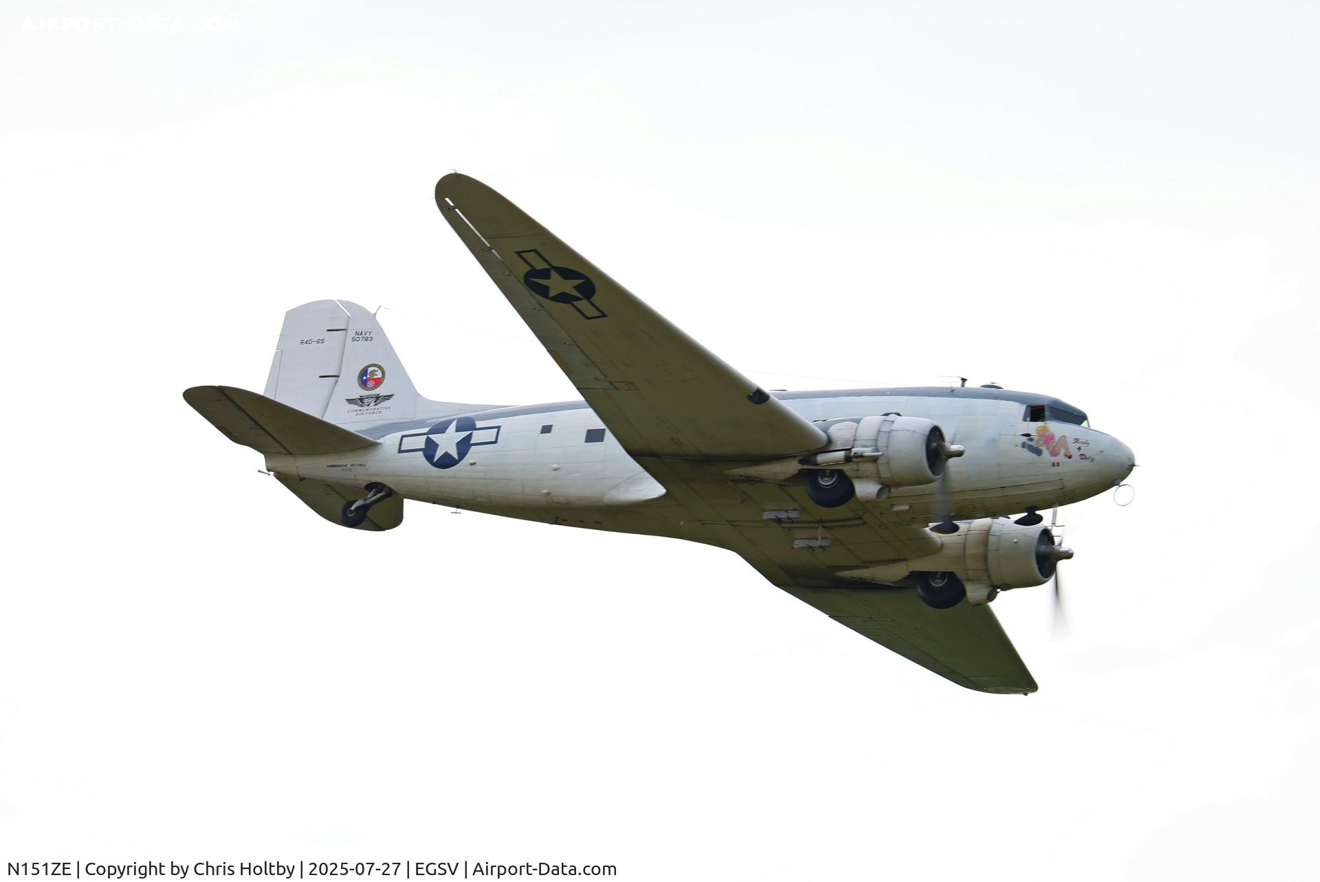 N151ZE, 1944 Douglas R4D-6 (C-47B-10-D) C/N 26408, Flypast during solo display at Old Buckenham Airshow 2025