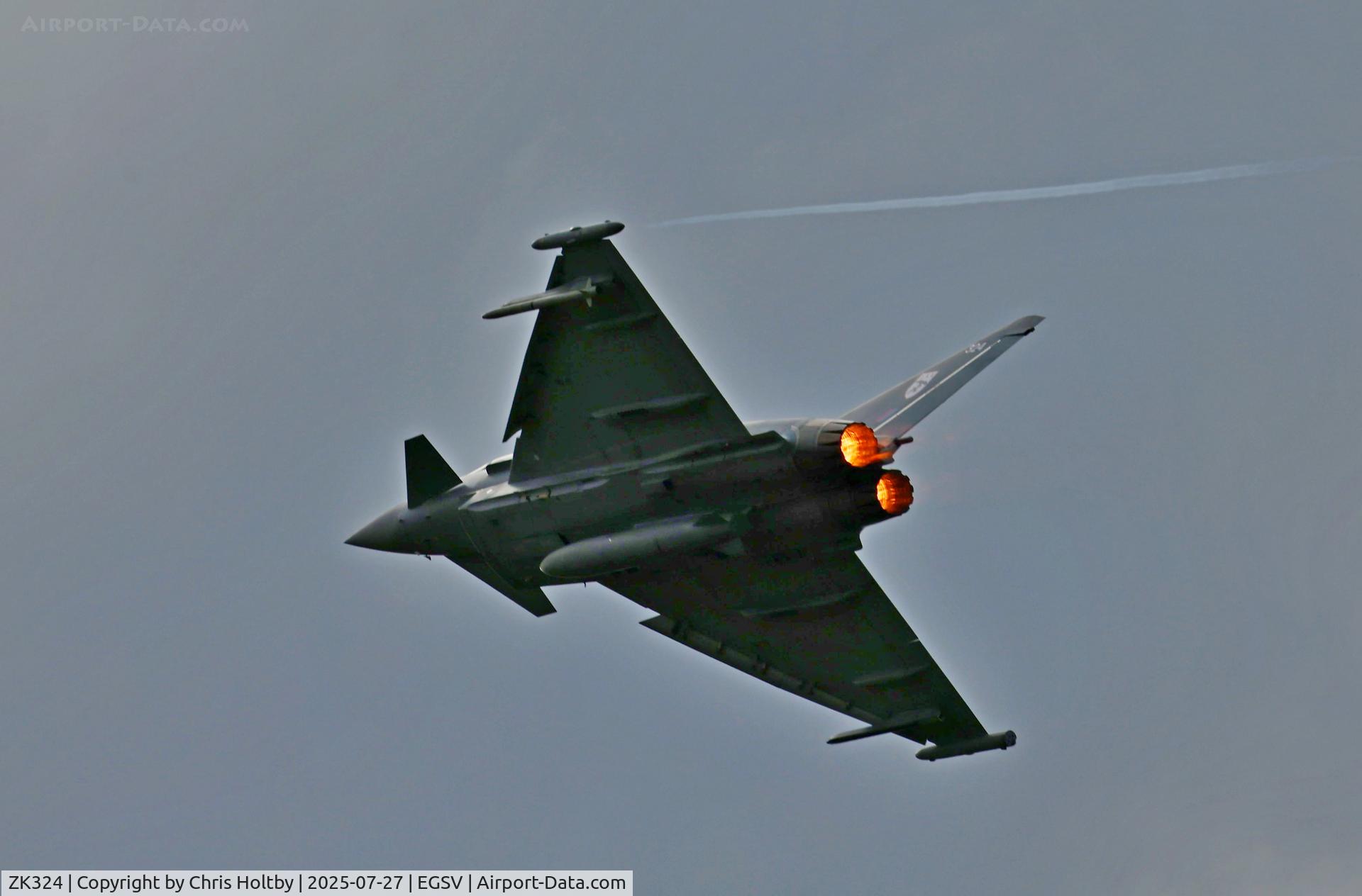 ZK324, 2011 Eurofighter EF-2000 Typhoon FGR4 C/N BS085/324, Afterburners over the crowds at Old Buckenham, Norfolk 2025
