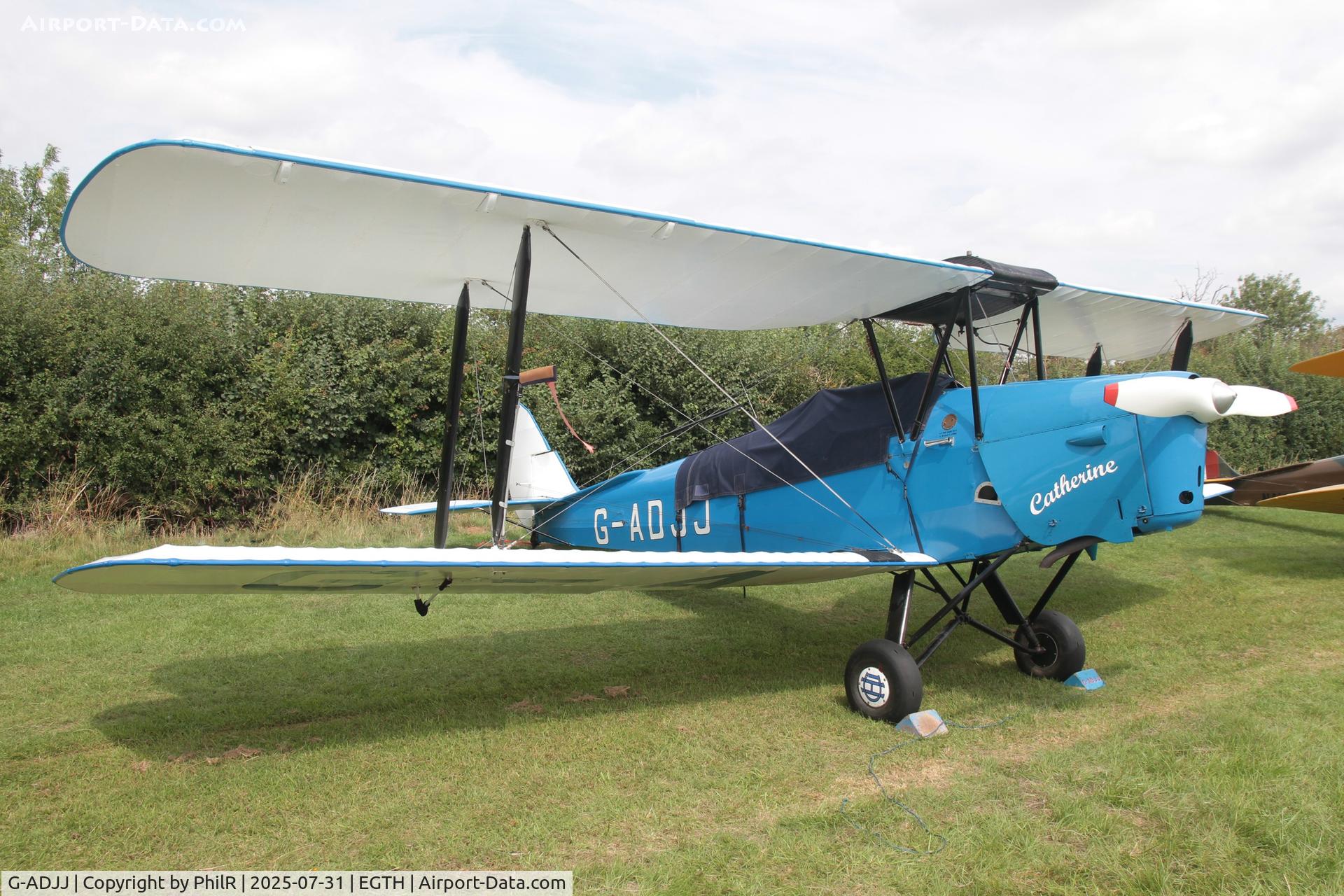 G-ADJJ, 1935 De Havilland DH-82A Tiger Moth II C/N 3386, G-ADJJ 1935 DH82A Tiger Moth DH60 Centenary Fly In Old Warden 31.07.25