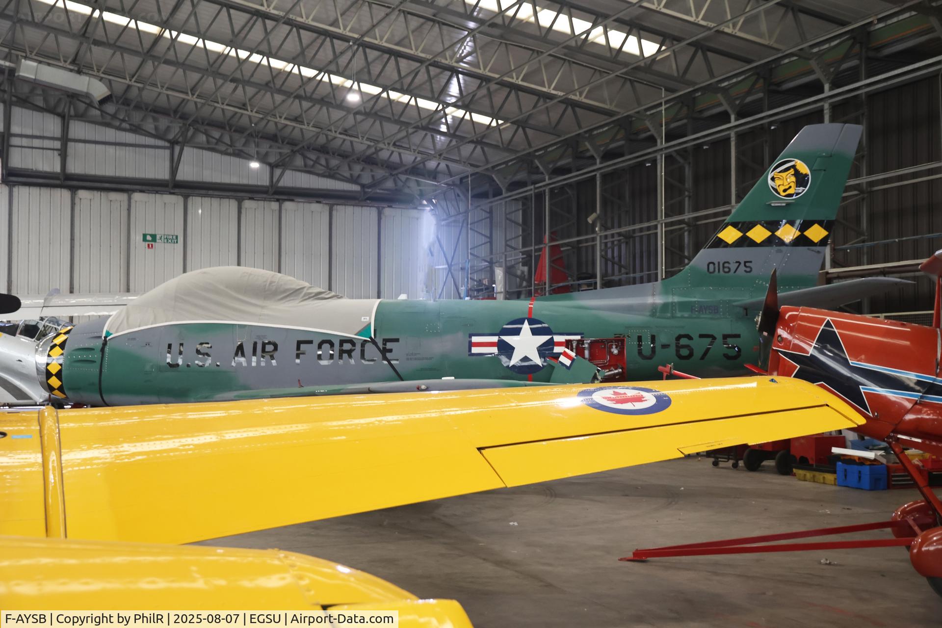 F-AYSB, 1958 Canadair CL-13B Sabre 6 C/N S6-1675, '01675' (KE+104, D-9540, N80FS, F-AYSB) 1958 Canadair CL-13B Sabre 6 Duxford 