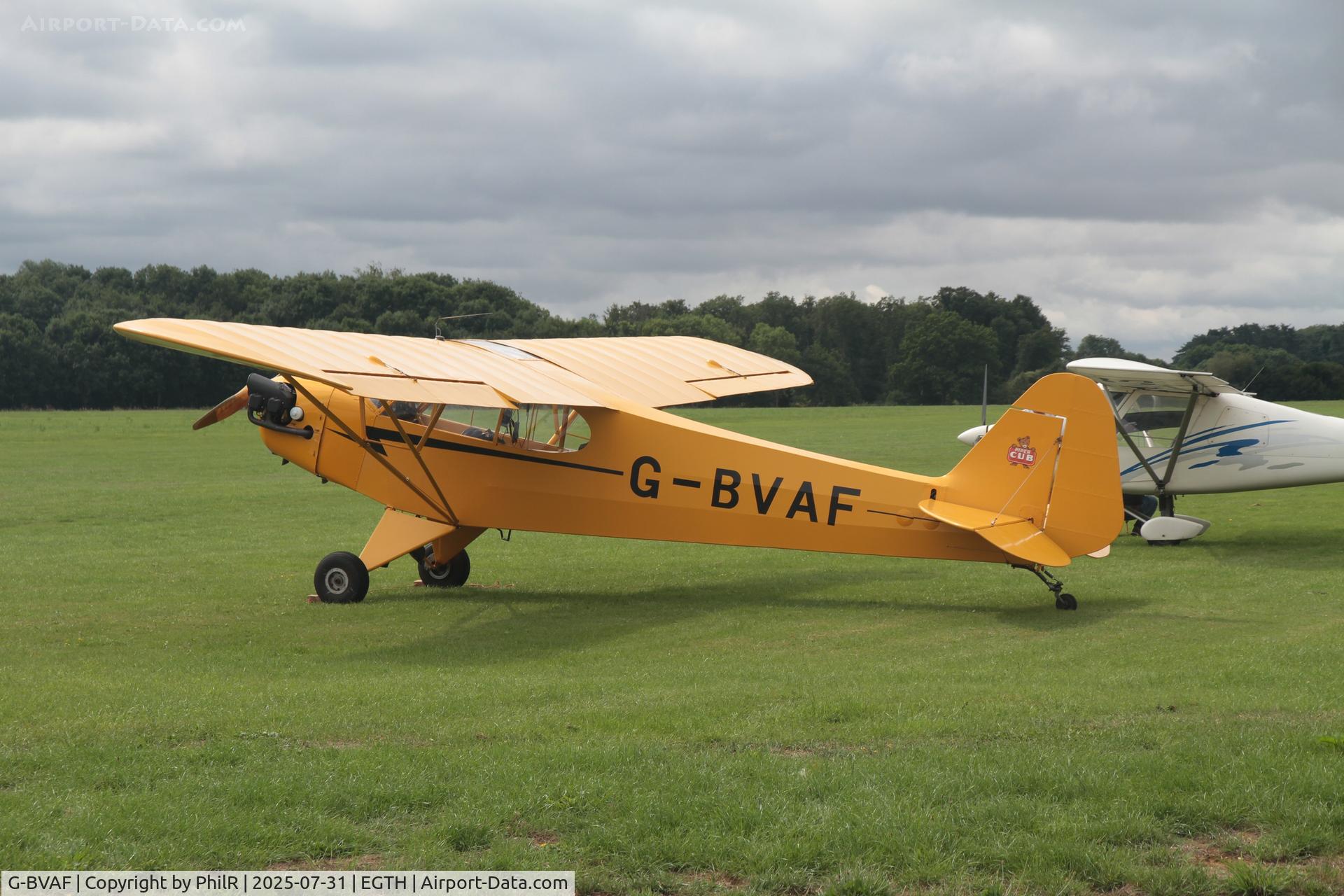 G-BVAF, 1940 Piper J3C-65 Cub Cub C/N 4645, G-BVAF 1940 Piper J3C-65 Cub DH60 Centenary Fly In Old Warden 31.07.25