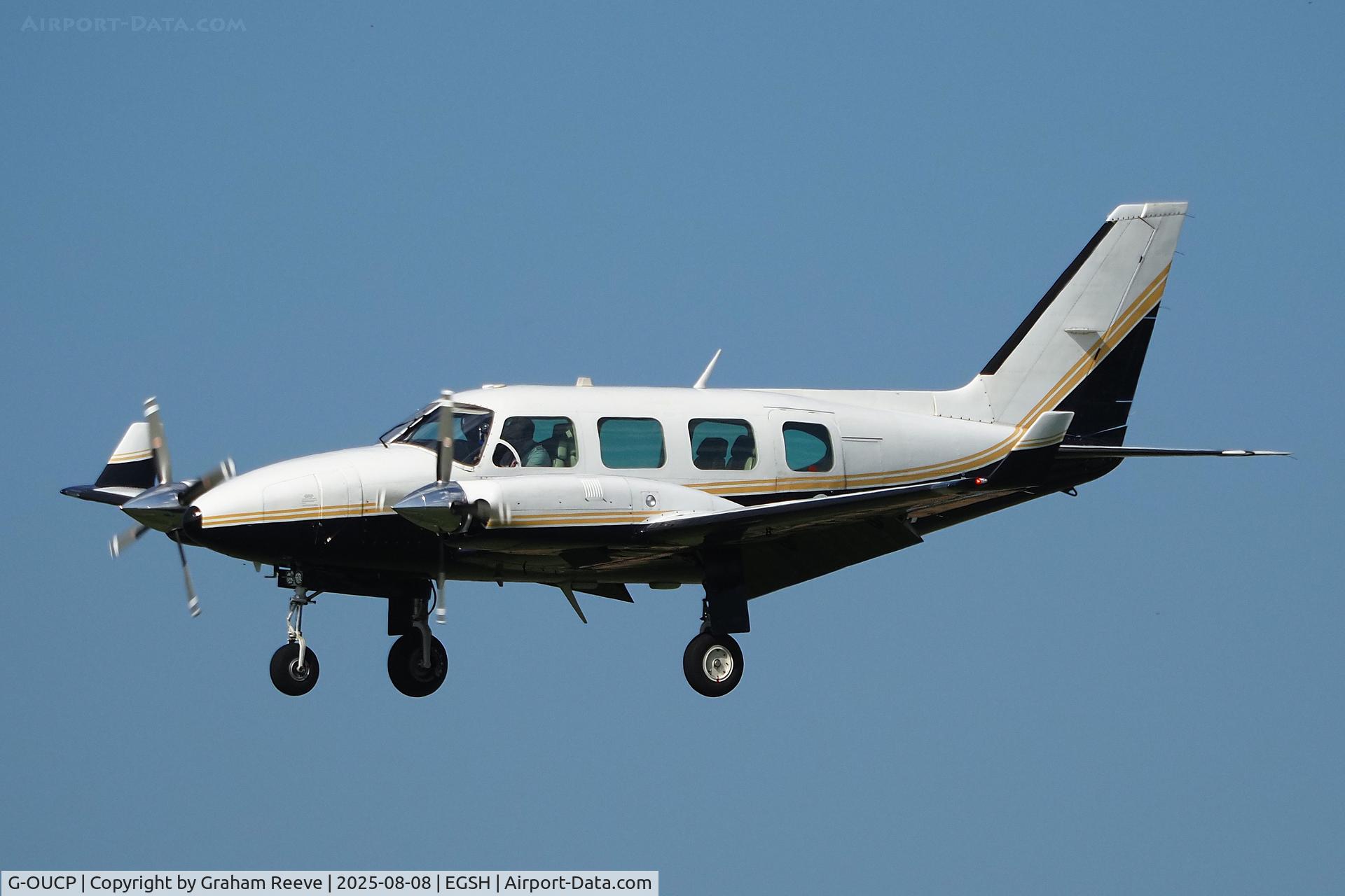 G-OUCP, 1979 Piper PA-31-310 Navajo Navajo C/N 31-7912117, On approach to Norwich.