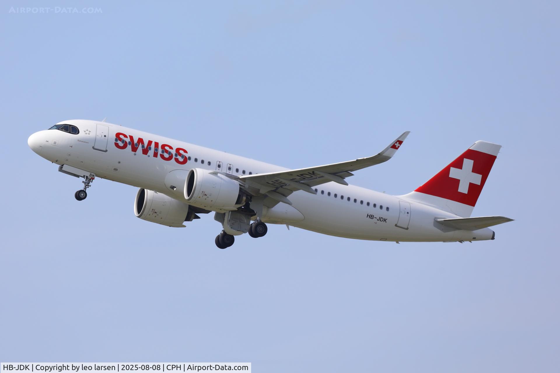 HB-JDK, 2025 Airbus A320-271 NX C/N 12565, Copenhagen 8.8.2025