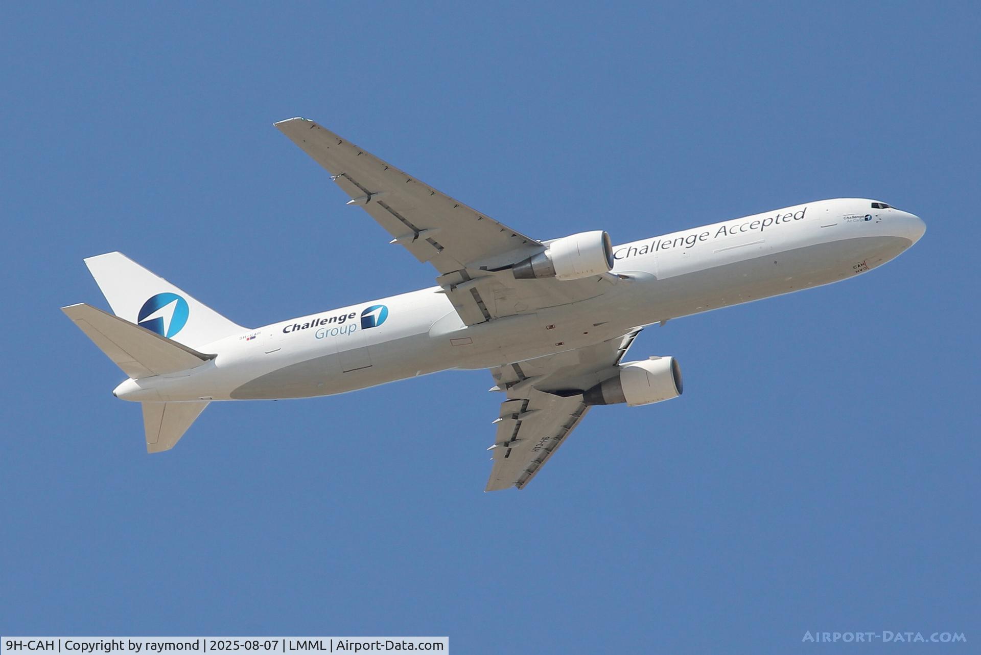 9H-CAH, Boeing 767-3G5ER C/N 29435, Boeing 767-3G5ER reg 9H-CAH of Challenge Airlines departing from Malta.