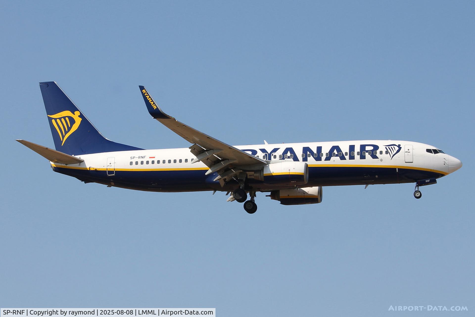 SP-RNF, 2007 Boeing 737-8AS C/N 33607, Ryanair Sun Boeing 737-8AS reg SP-RNF landing in Malta RW31.