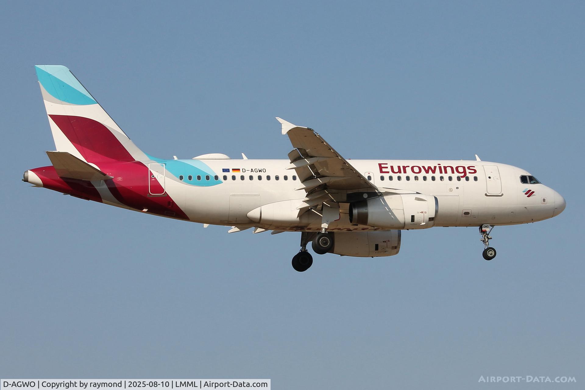 D-AGWO, 2009 Airbus A319-132 C/N 4166, Airbus A319-132 reg D-AGWO of Eurowings on final approach for RW31 Malta.