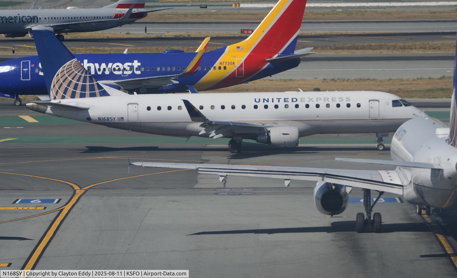 N168SY, 2016 Embraer 175LR (ERJ-170-200LR) C/N 17000617, Sky Terrace SFO 2025