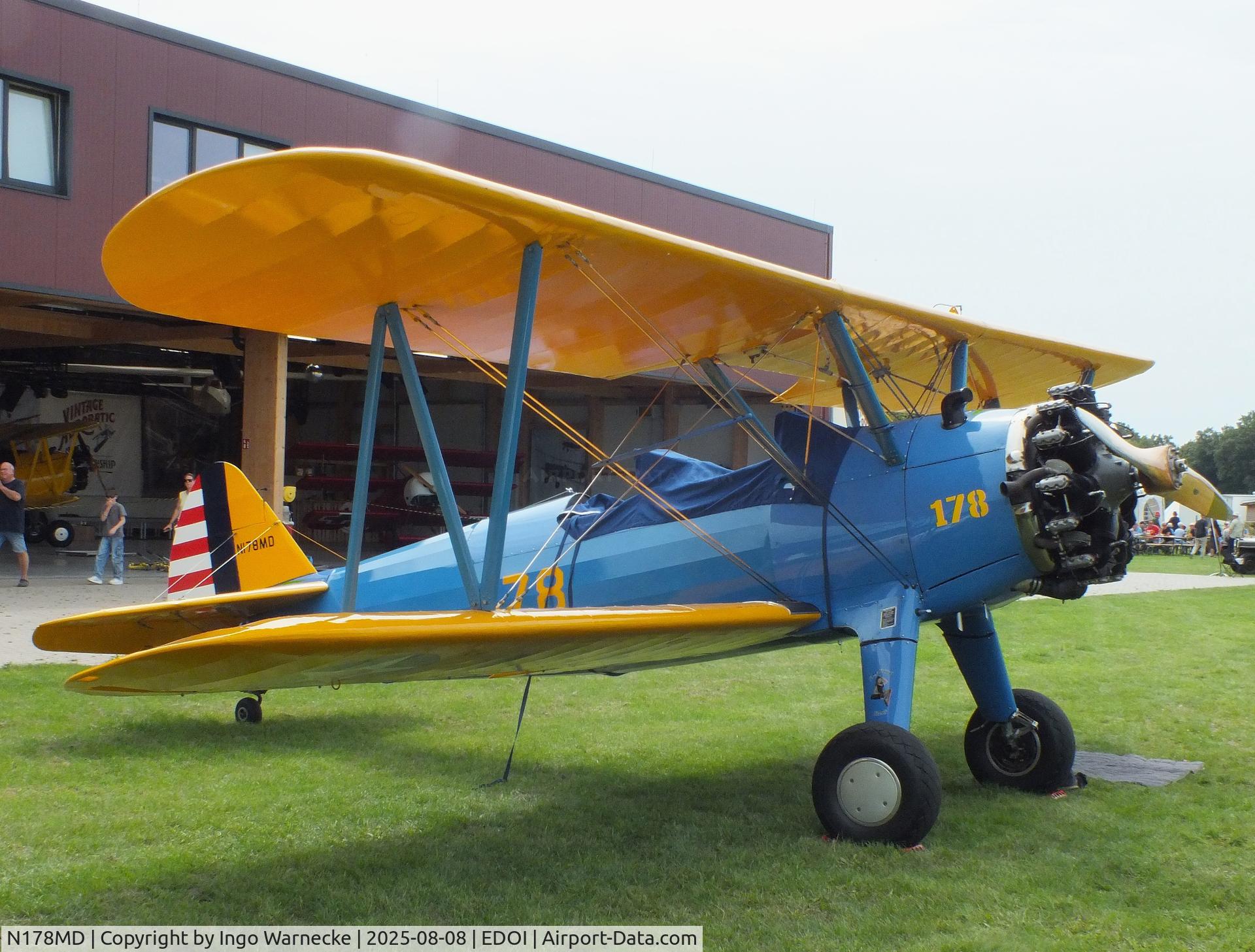 N178MD, 1940 Boeing B75N1 C/N 75-7853, Boeing (Stearman) B75N1 at Bienenfarm airfield during the 2025 Quax Bücker-Treffen (Bücker-Meeting) and Vintage Aerobatic World Championships