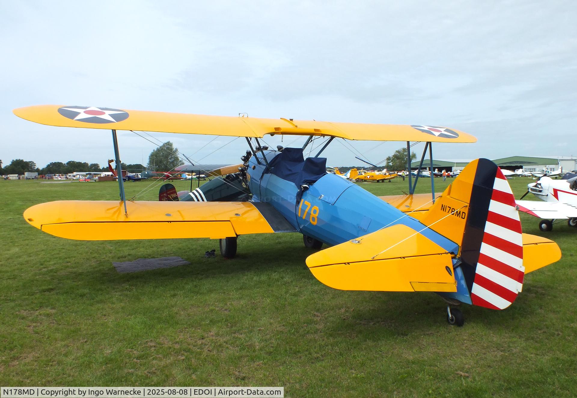 N178MD, 1940 Boeing B75N1 C/N 75-7853, Boeing (Stearman) B75N1 at Bienenfarm airfield during the 2025 Quax Bücker-Treffen (Bücker-Meeting) and Vintage Aerobatic World Championships